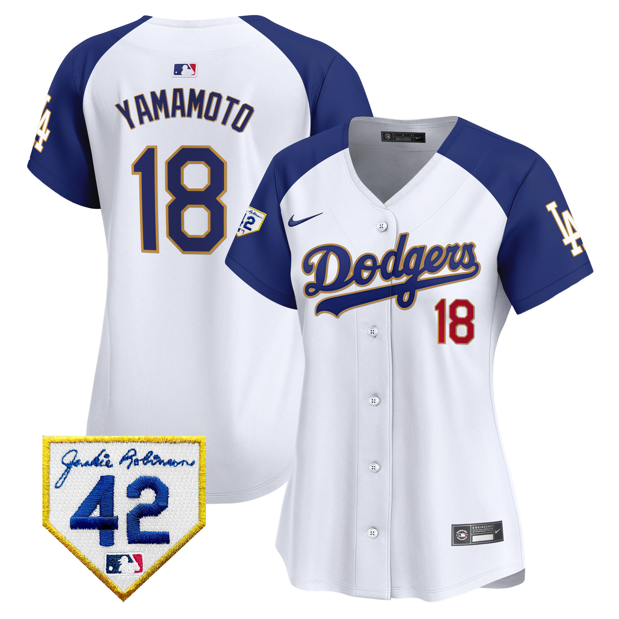 Women's Dodgers 2024 Jackie Robinson Patch Vapor Premier Limited Jersey - All Stitched