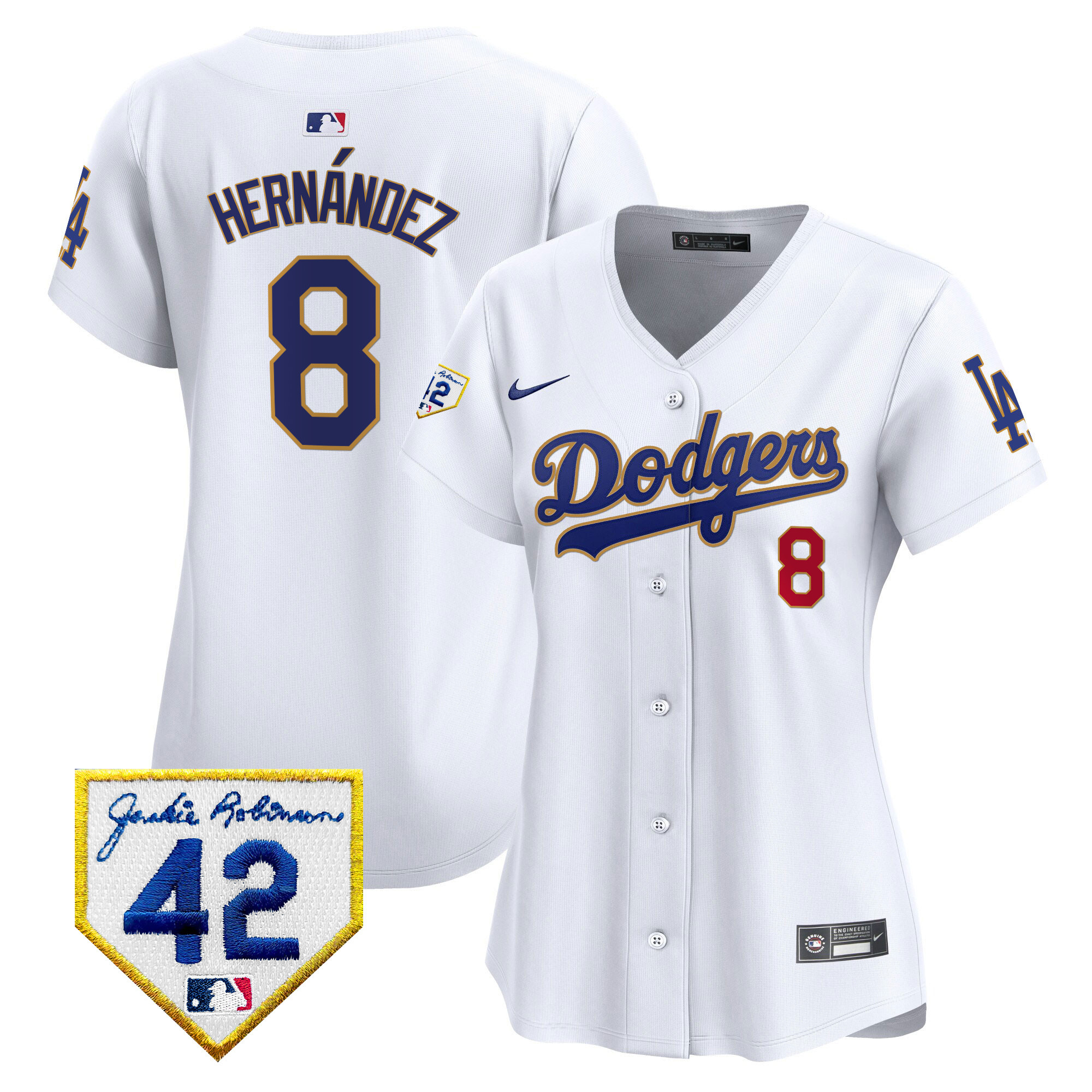 Women's Dodgers 2024 Jackie Robinson Patch Vapor Premier Limited Jersey - All Stitched