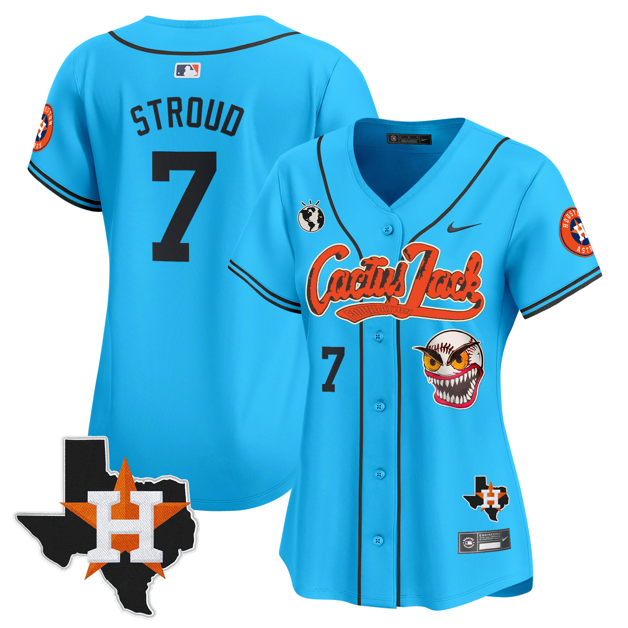 Women's Houston Astros Cactus Jack Patch Vapor Premier Limited Jersey V12 - Stitched