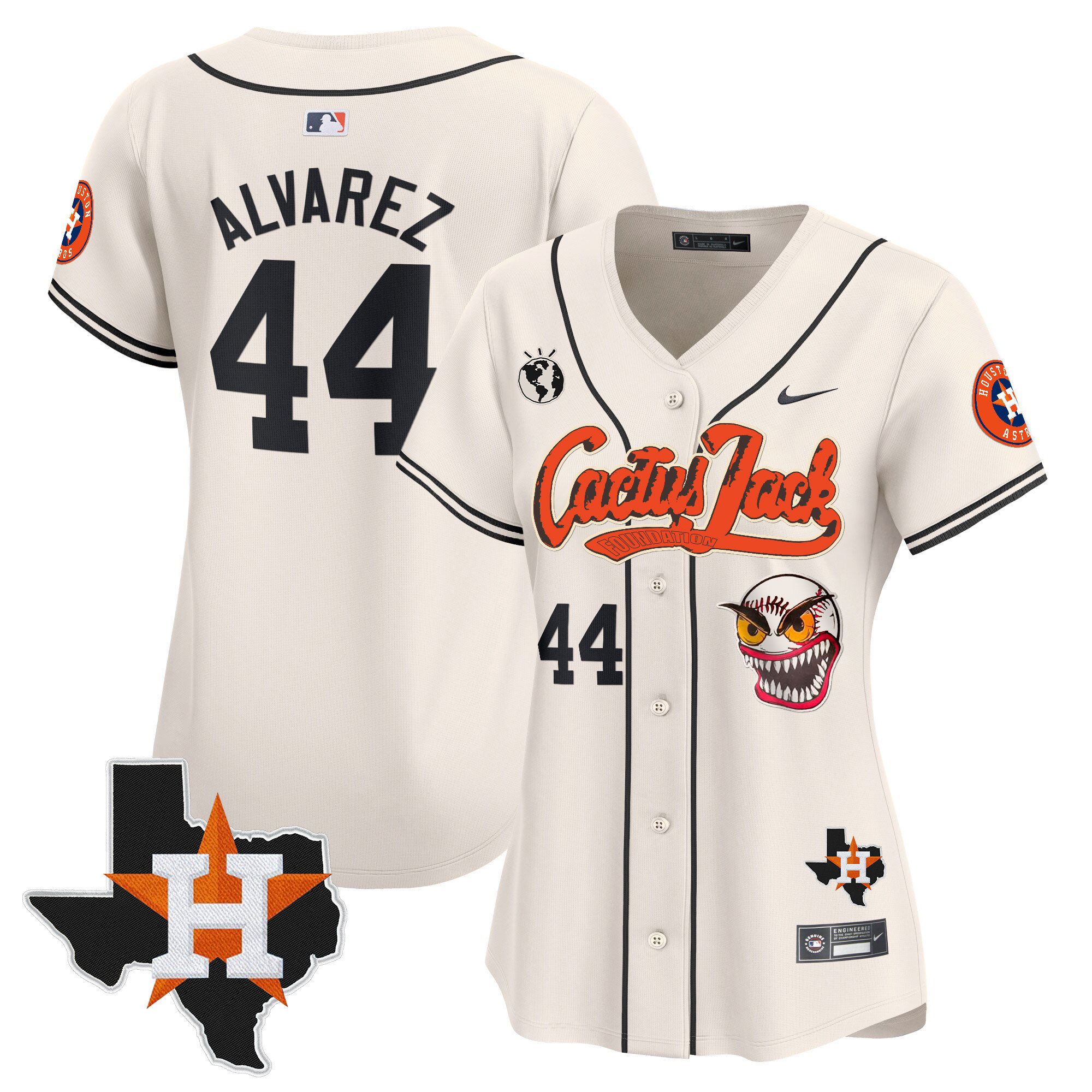 Women's Houston Astros Cactus Jack Patch Vapor Premier Limited Jersey V6 - Stitched