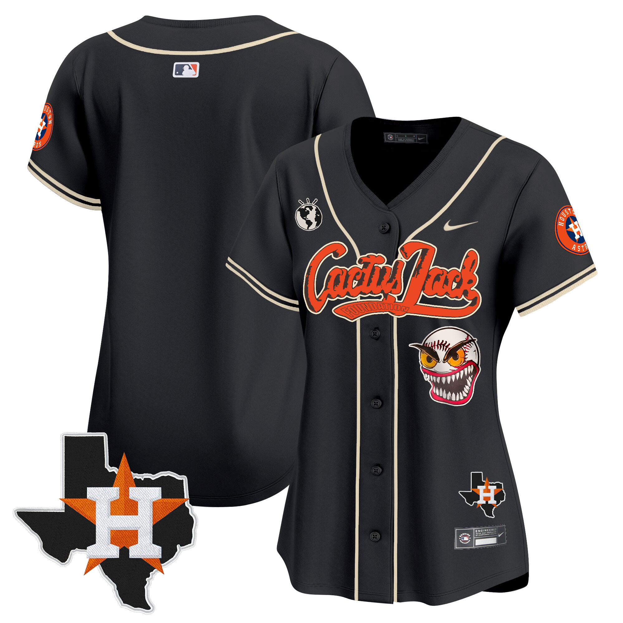 Women's Houston Astros Cactus Jack Patch Vapor Premier Limited Jersey V6 - Stitched
