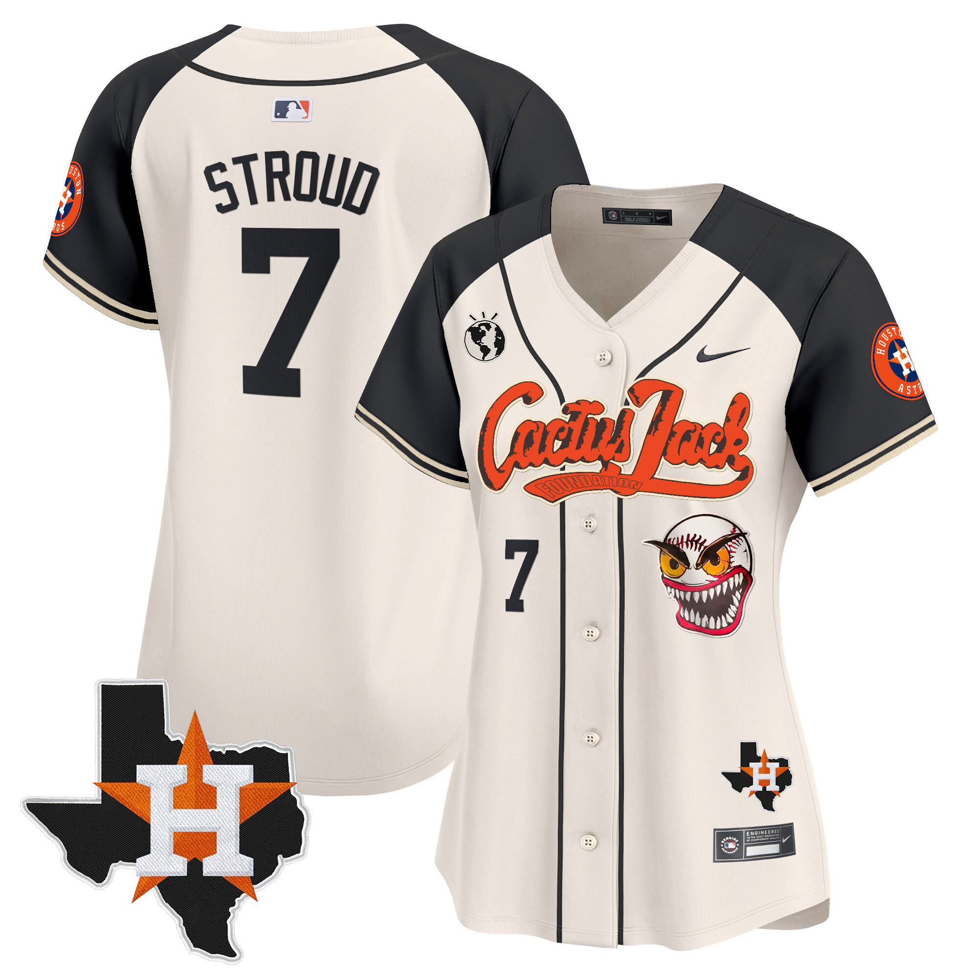 Women's Houston Astros Cactus Jack Patch Vapor Premier Limited Jersey V6 - Stitched