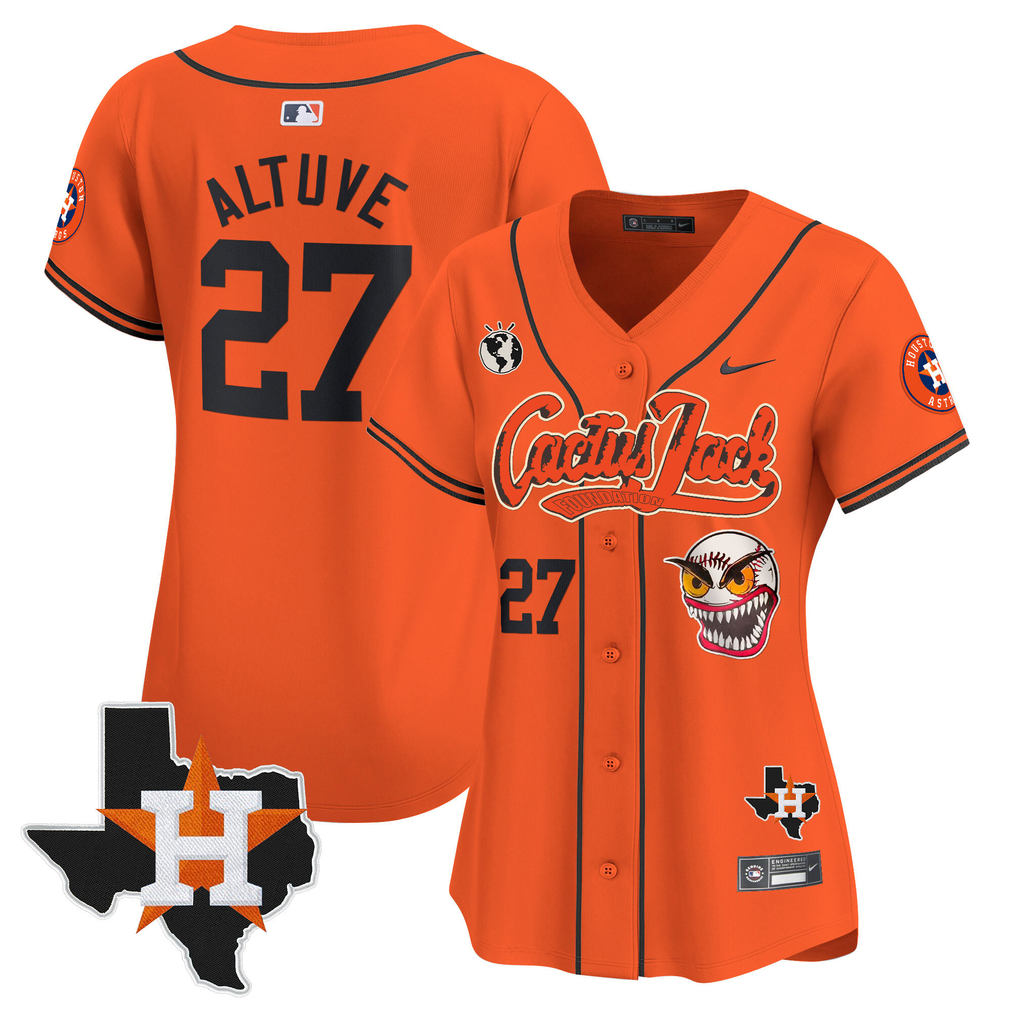 Women's Houston Astros Cactus Jack Patch Vapor Premier Limited Jersey V6 - Stitched