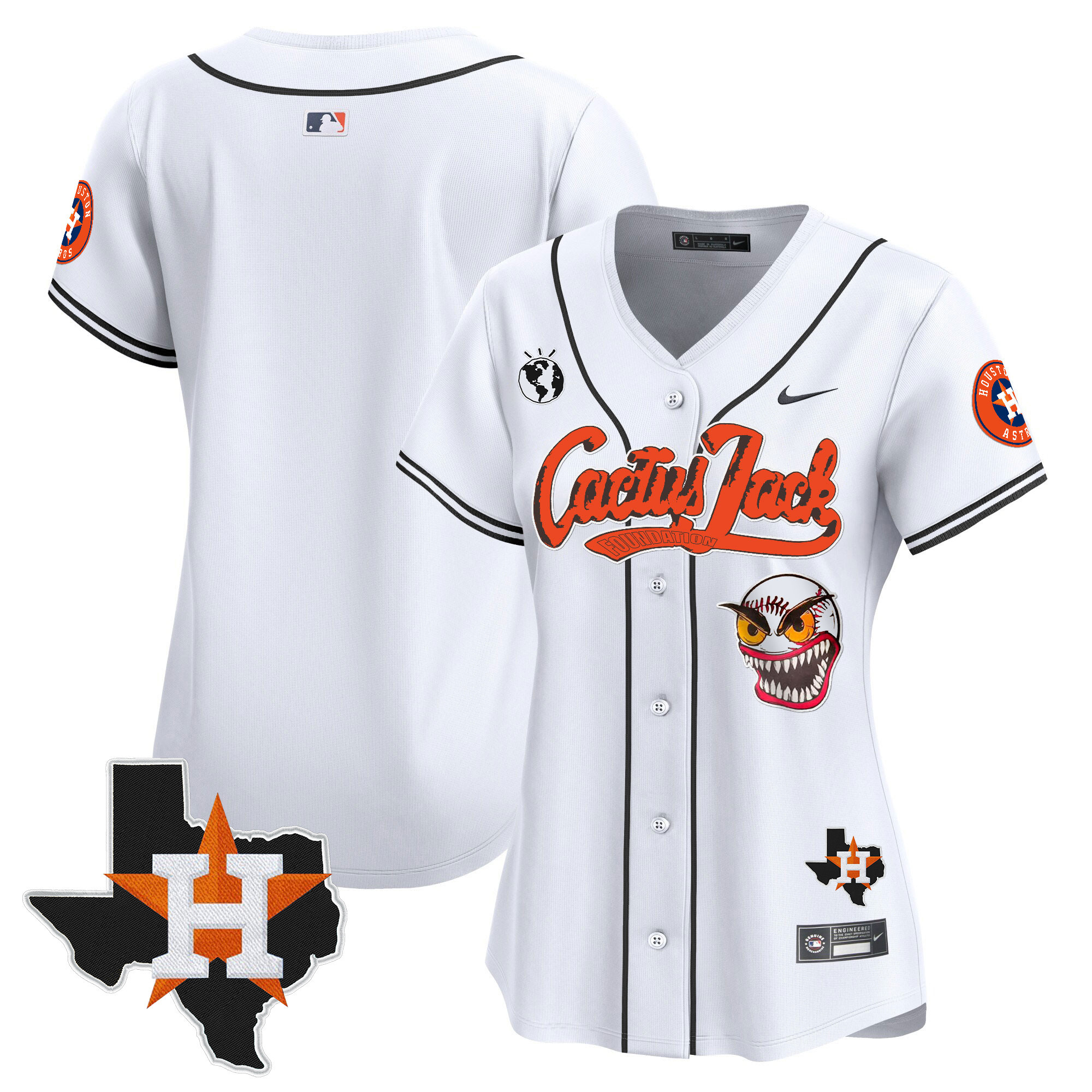 Women's Houston Astros Cactus Jack Patch Vapor Premier Limited Jersey V6 - Stitched
