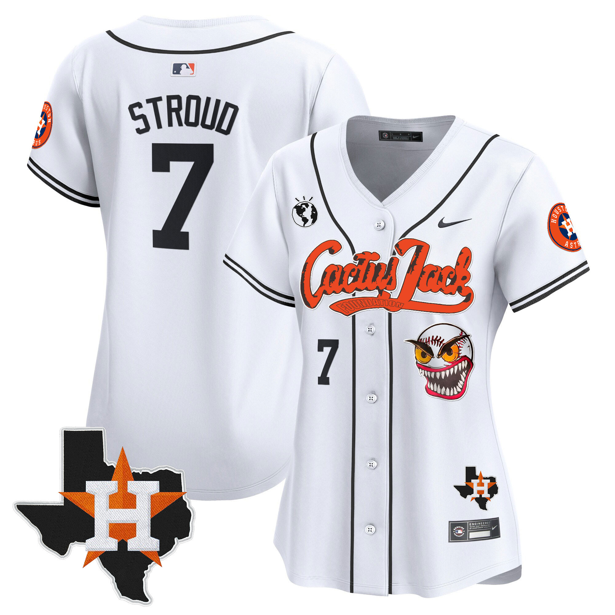 Women's Houston Astros Cactus Jack Patch Vapor Premier Limited Jersey V6 - Stitched