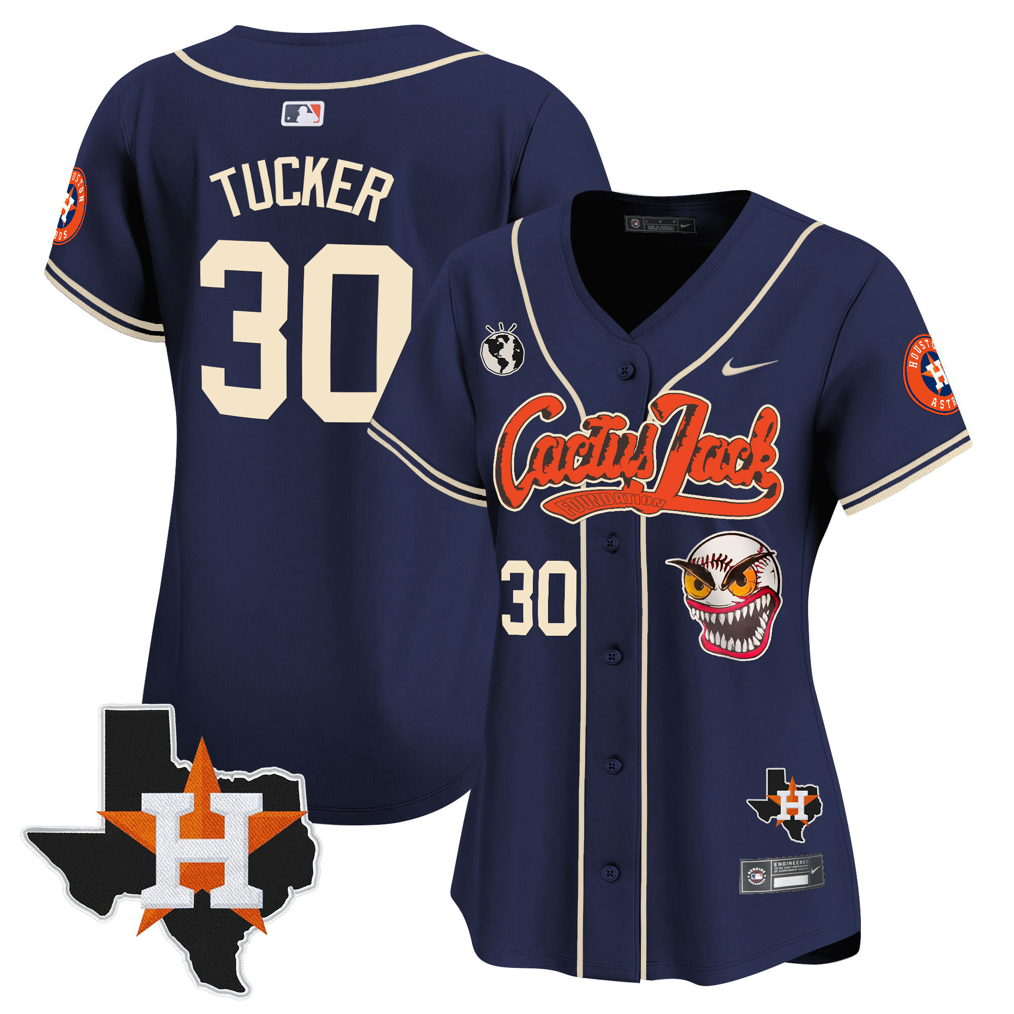 Women's Houston Astros Cactus Jack Patch Vapor Premier Limited Jersey V6 - Stitched