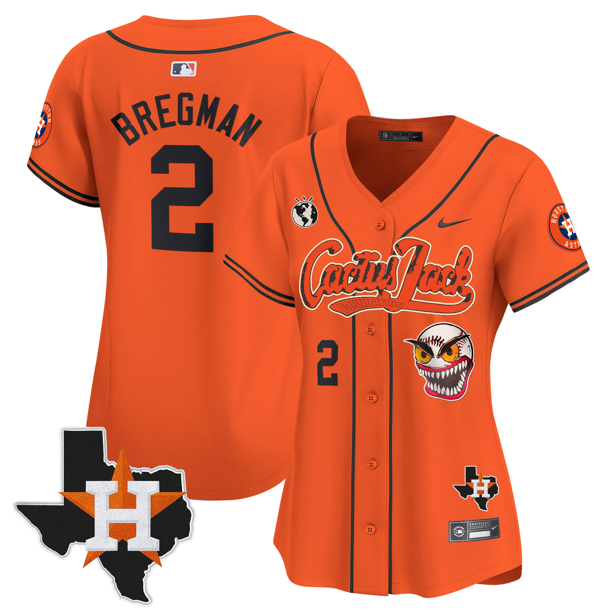Women's Houston Astros Cactus Jack Patch Vapor Premier Limited Jersey V6 - Stitched