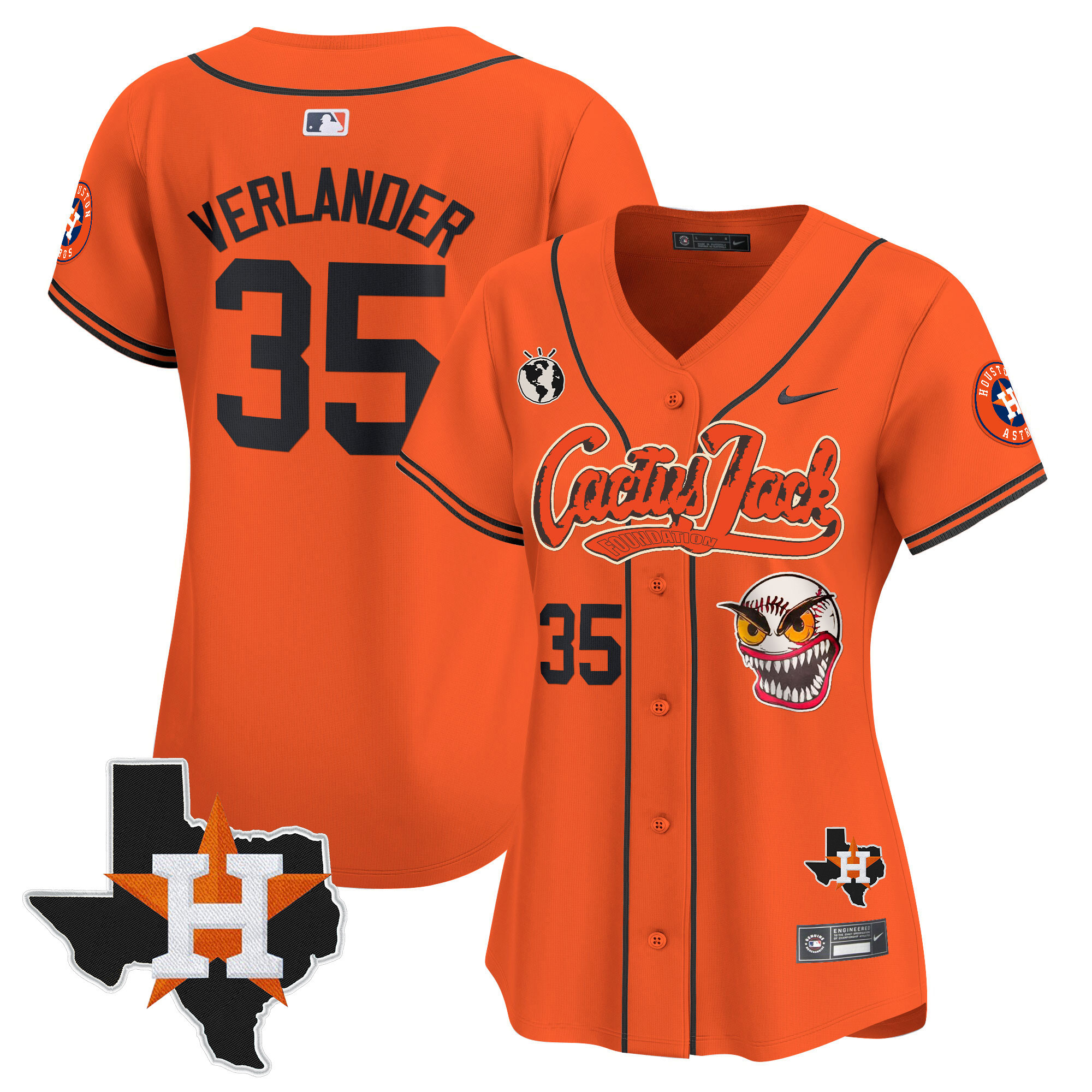 Women's Houston Astros Cactus Jack Patch Vapor Premier Limited Jersey V6 - Stitched