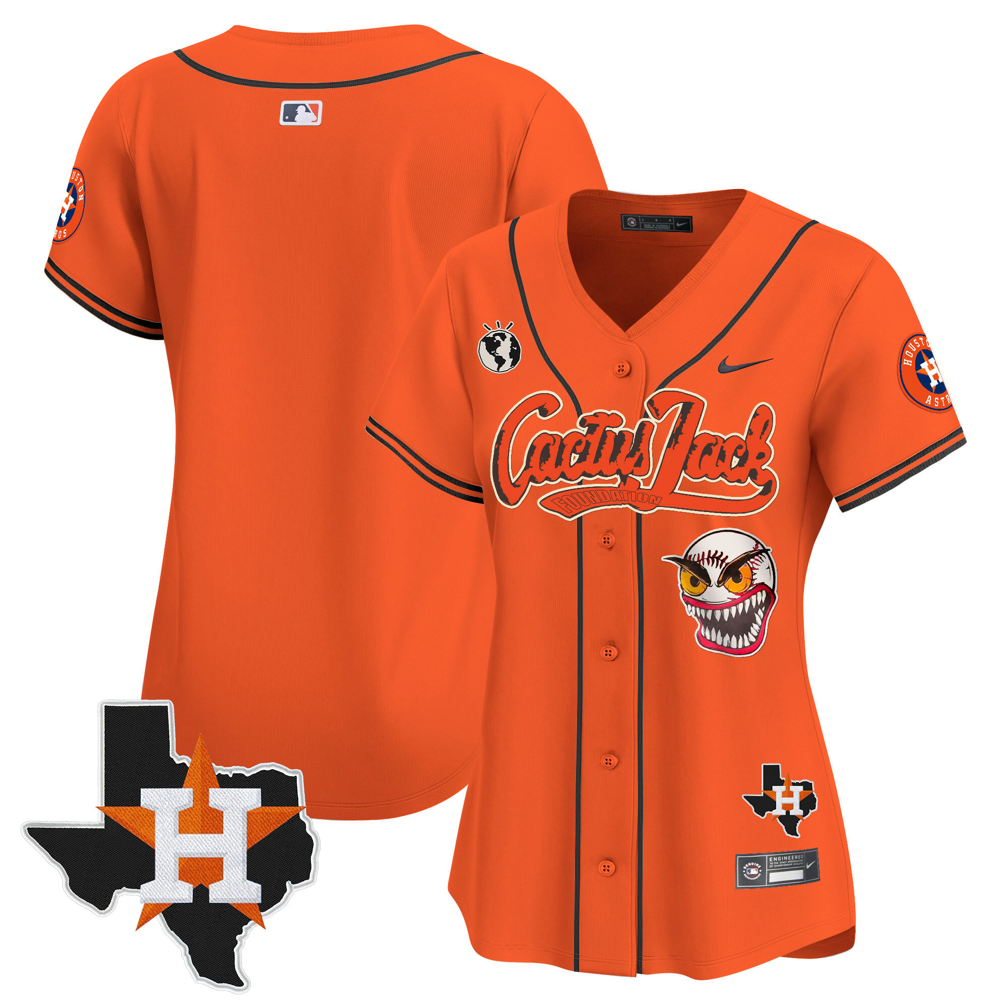 Women's Houston Astros Cactus Jack Patch Vapor Premier Limited Jersey V6 - Stitched