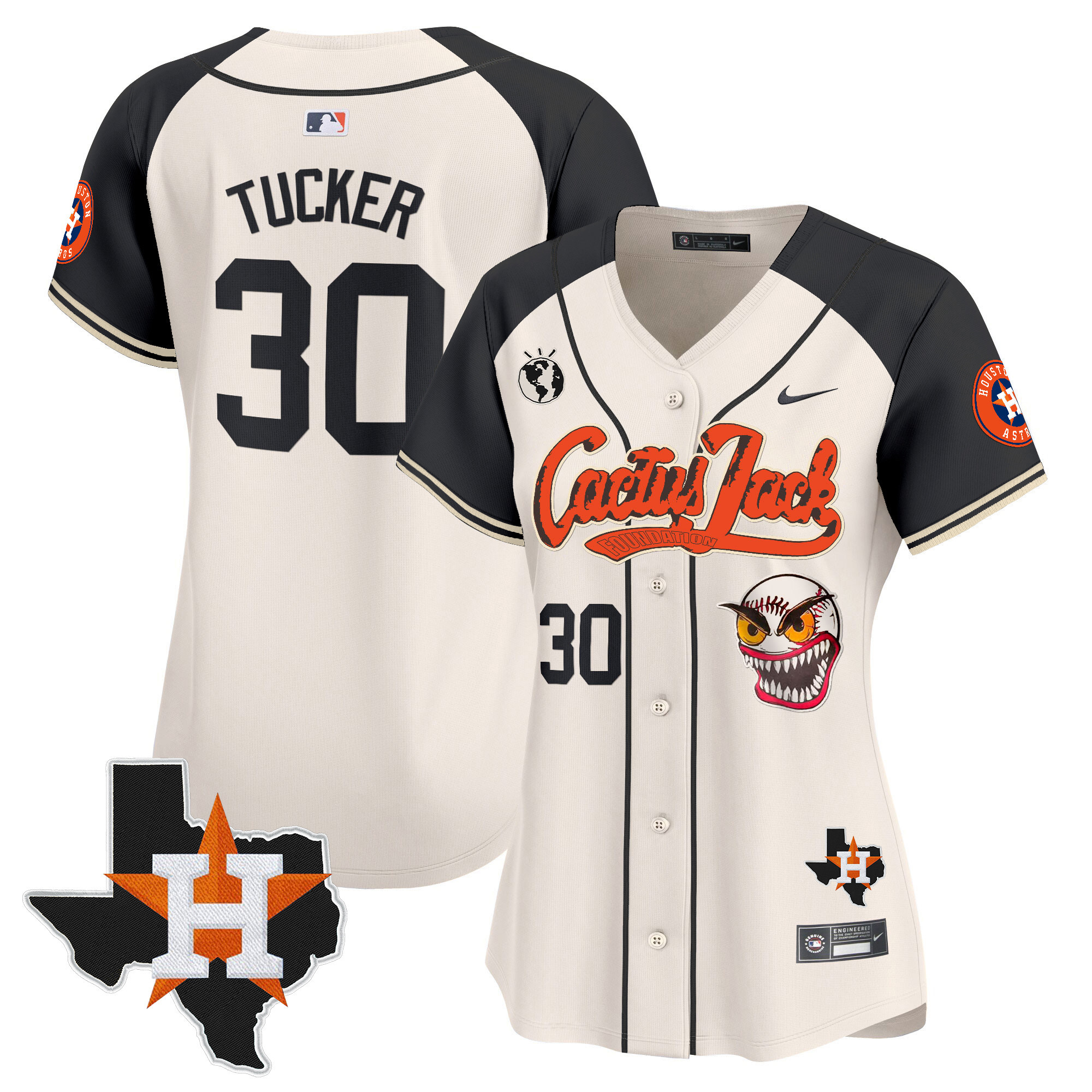 Women's Houston Astros Cactus Jack Patch Vapor Premier Limited Jersey V6 - Stitched