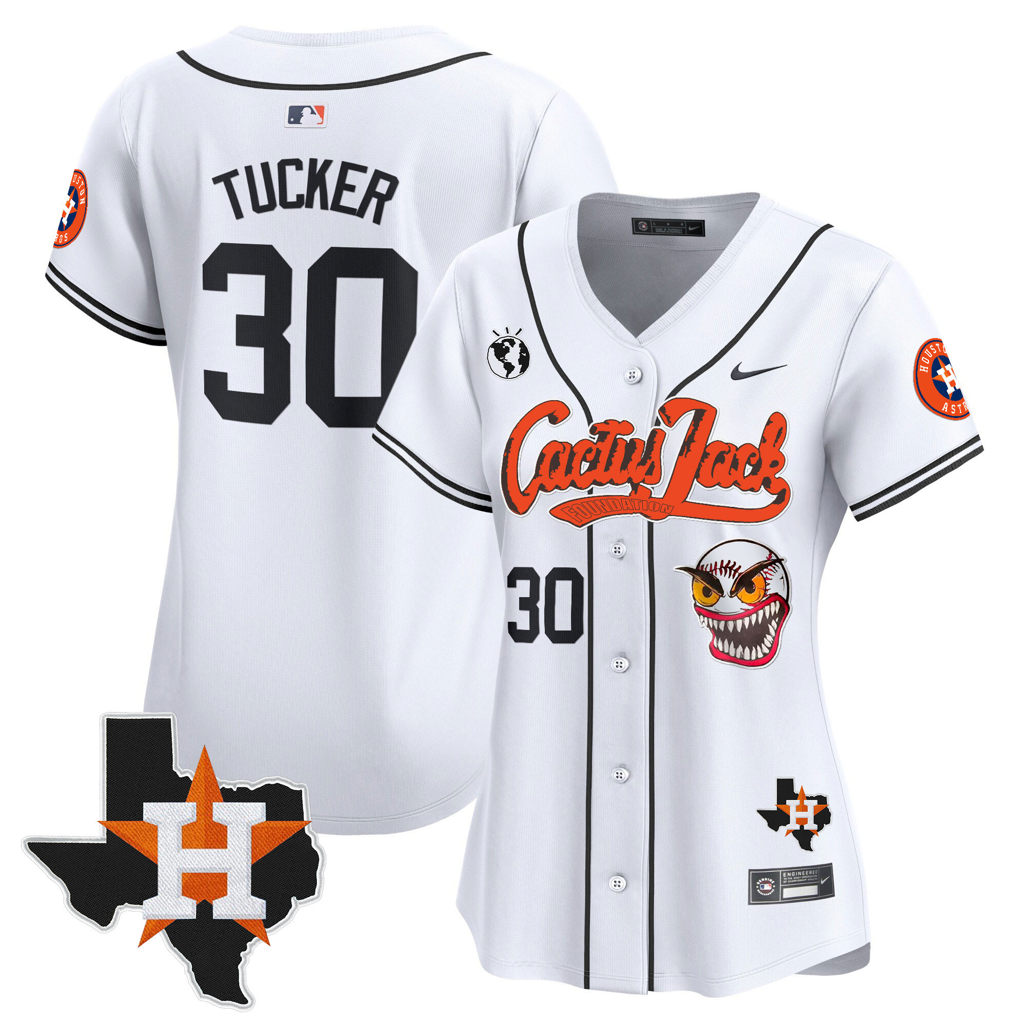 Women's Houston Astros Cactus Jack Patch Vapor Premier Limited Jersey V6 - Stitched