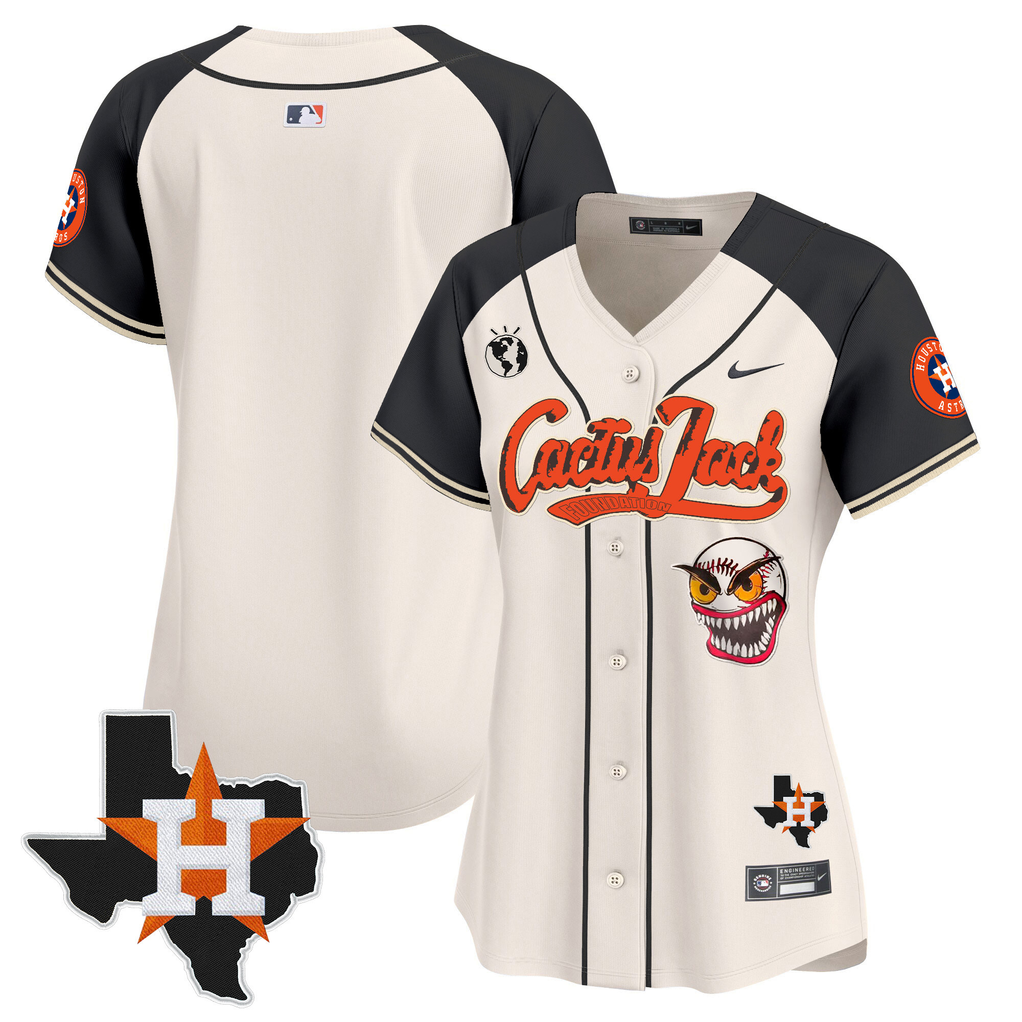 Women's Houston Astros Cactus Jack Patch Vapor Premier Limited Jersey V6 - Stitched