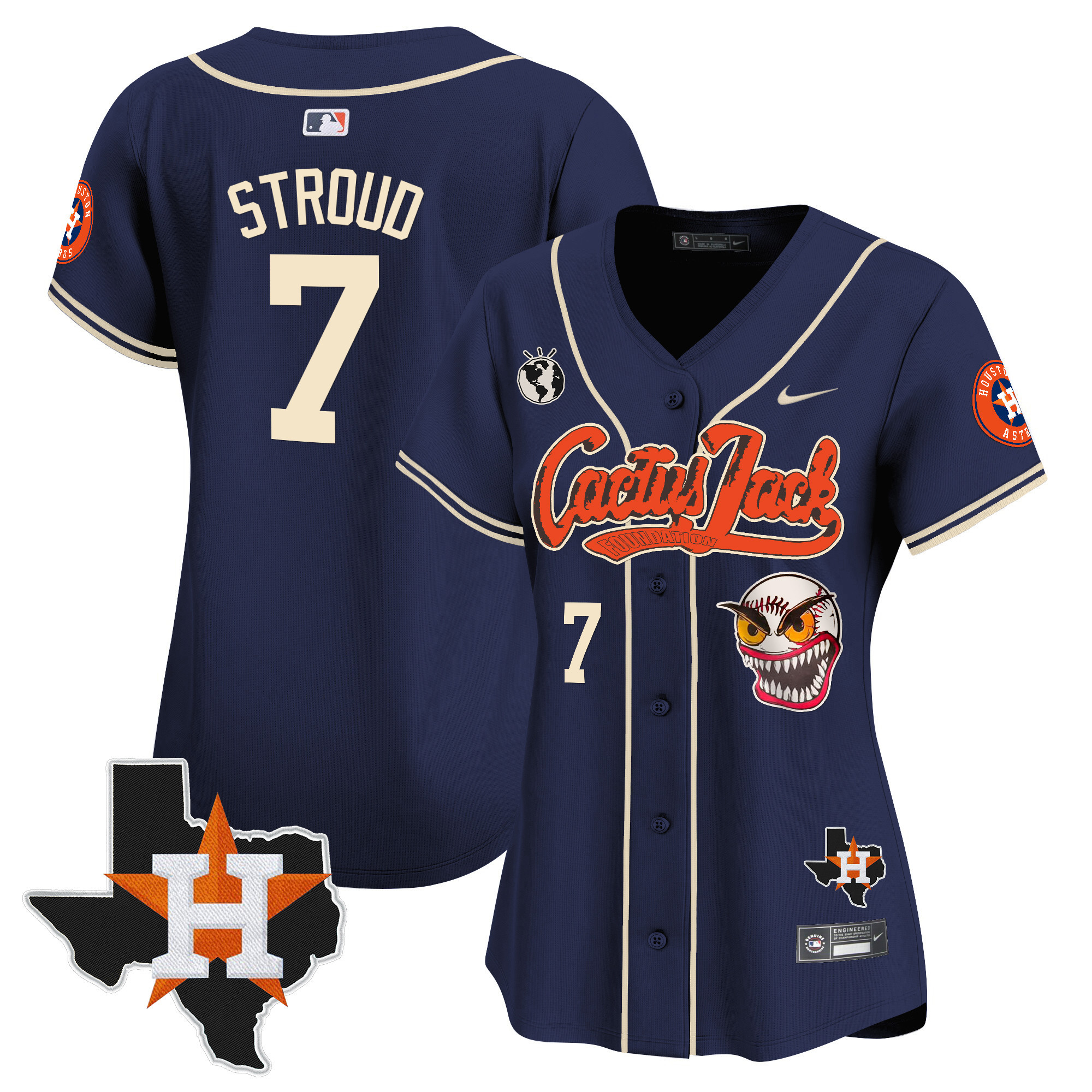 Women's Houston Astros Cactus Jack Patch Vapor Premier Limited Jersey V6 - Stitched
