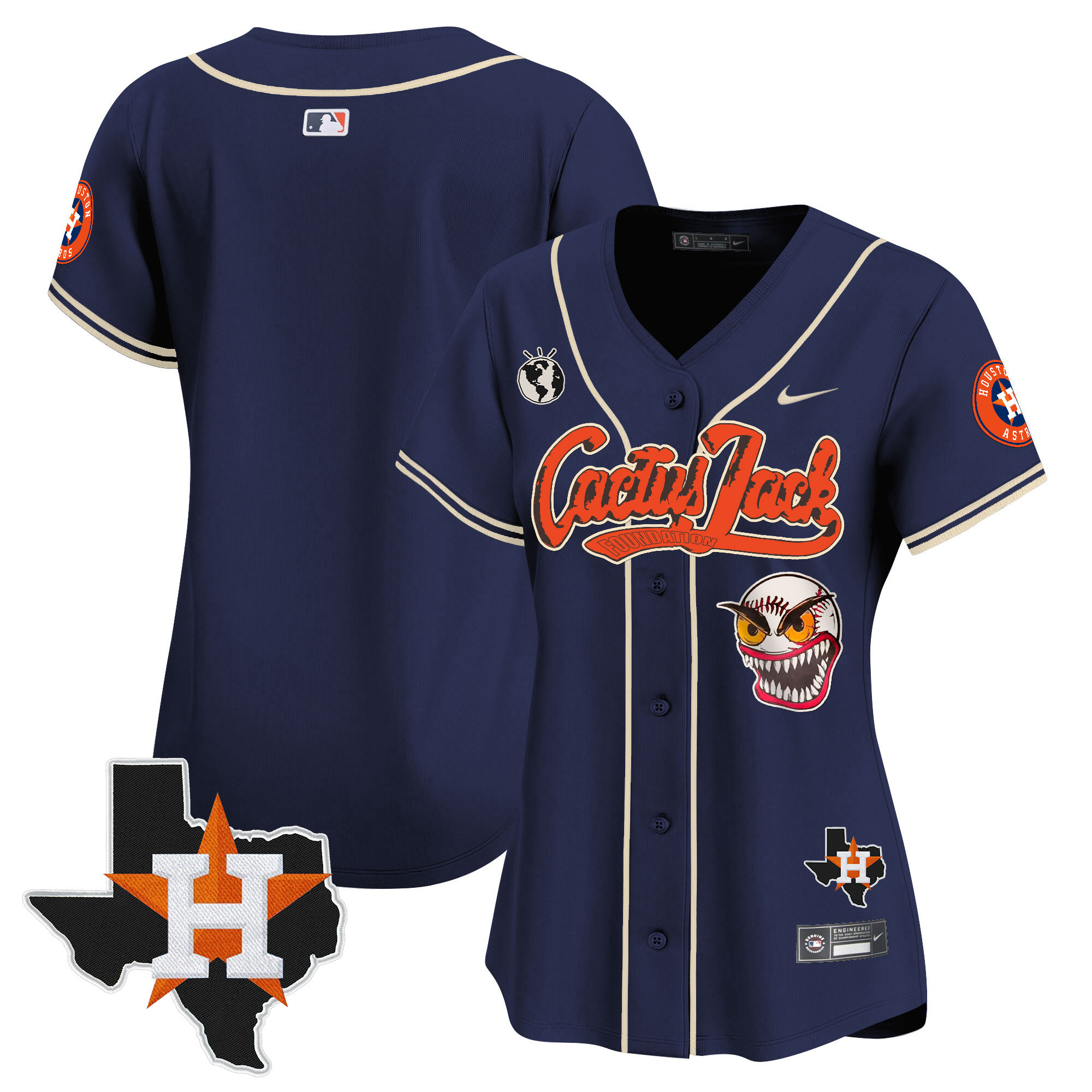 Women's Houston Astros Cactus Jack Patch Vapor Premier Limited Jersey V6 - Stitched