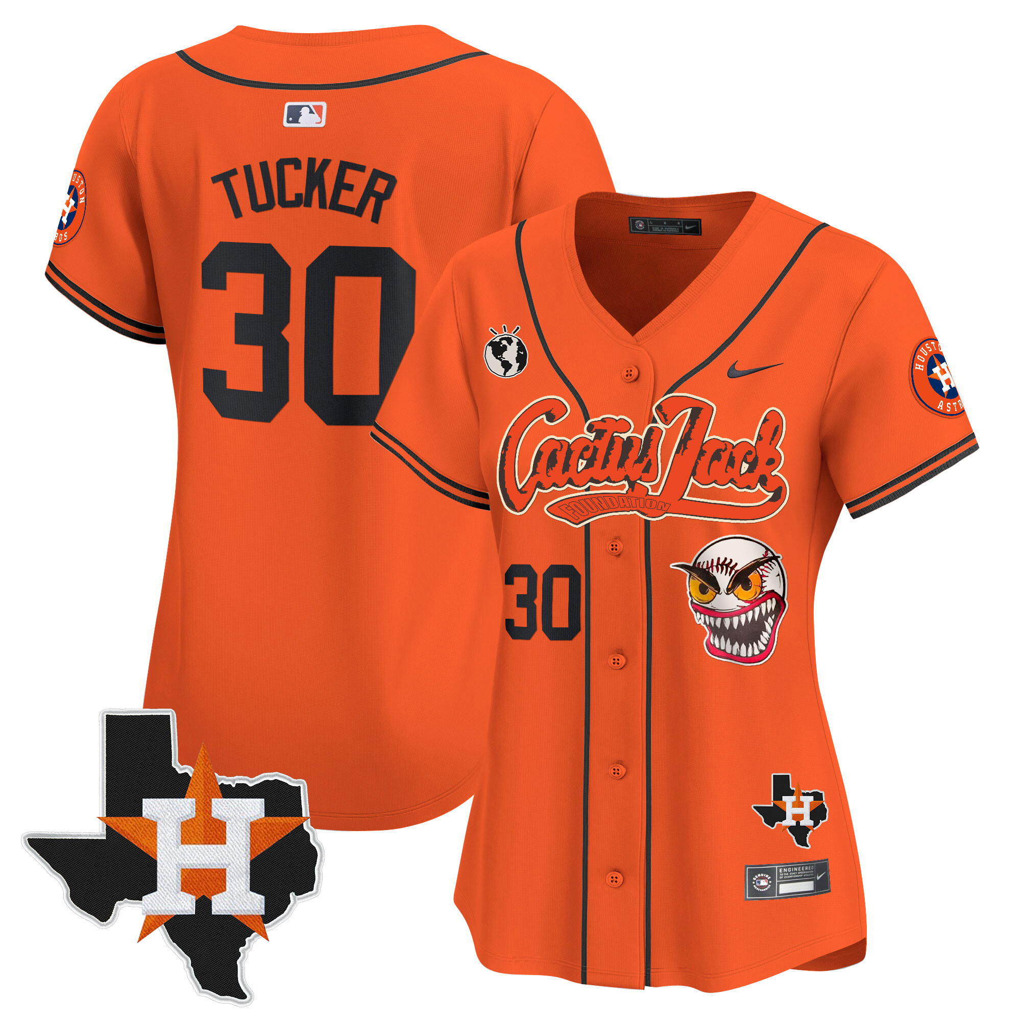 Women's Houston Astros Cactus Jack Patch Vapor Premier Limited Jersey V6 - Stitched
