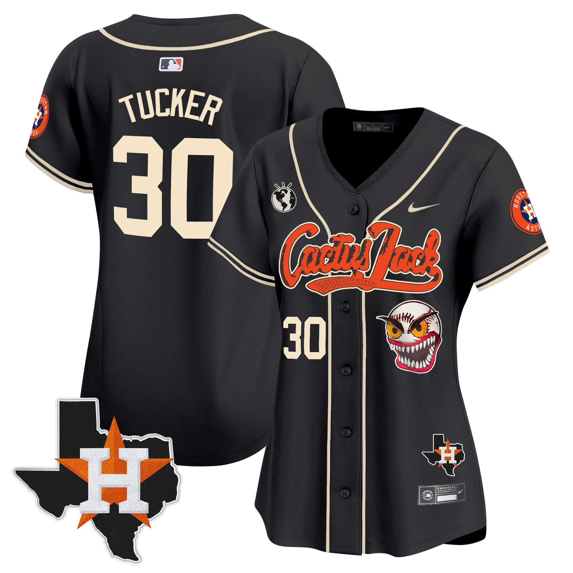 Women's Houston Astros Cactus Jack Patch Vapor Premier Limited Jersey V6 - Stitched