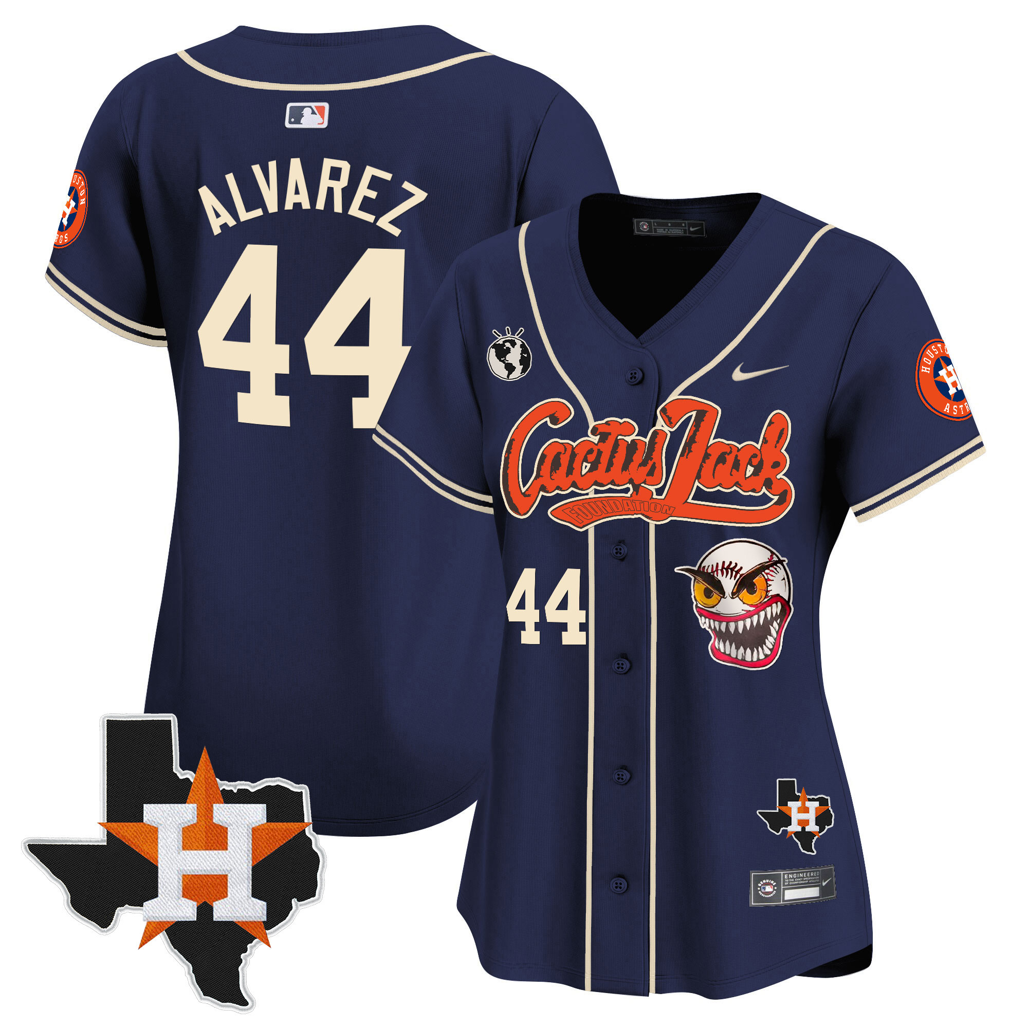 Women's Houston Astros Cactus Jack Patch Vapor Premier Limited Jersey V6 - Stitched