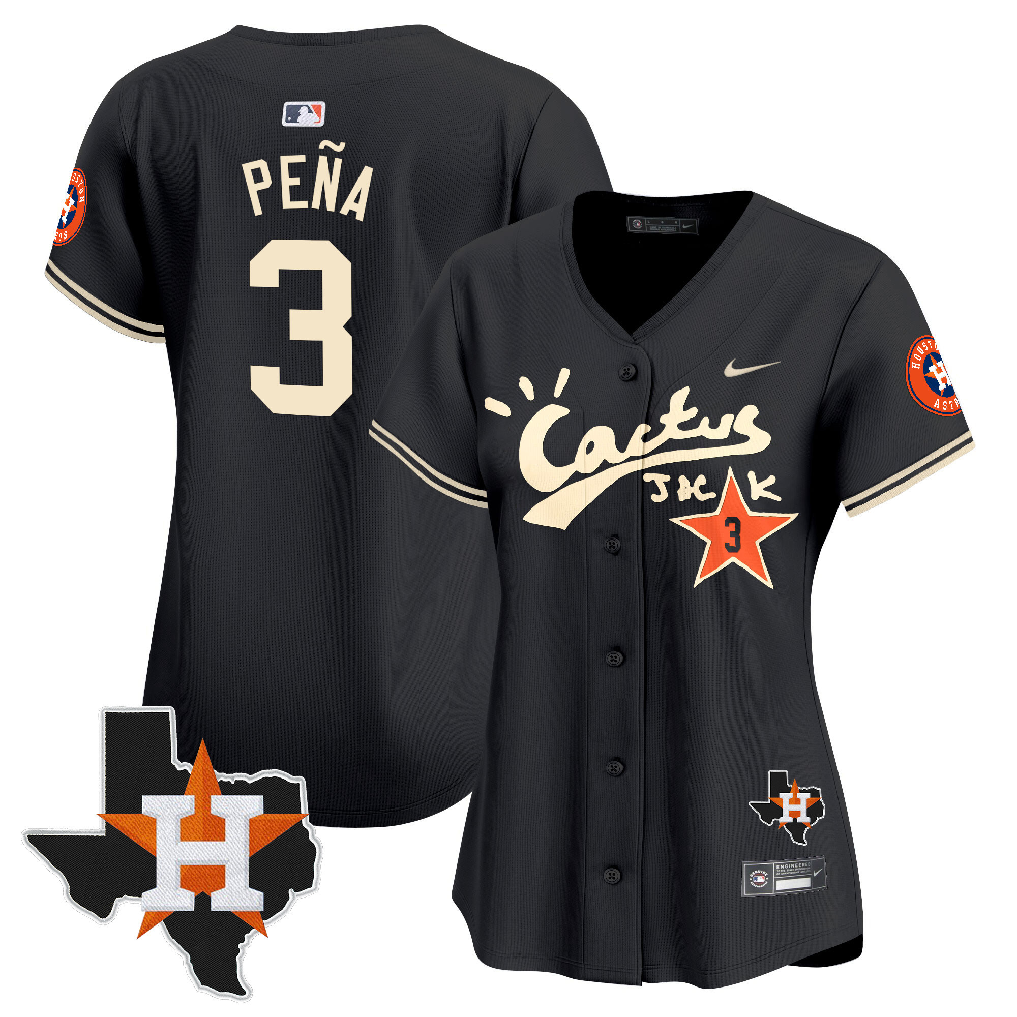Women's Houston Astros Cactus Jack Patch Vapor Premier Limited Jersey V7 - Stitched