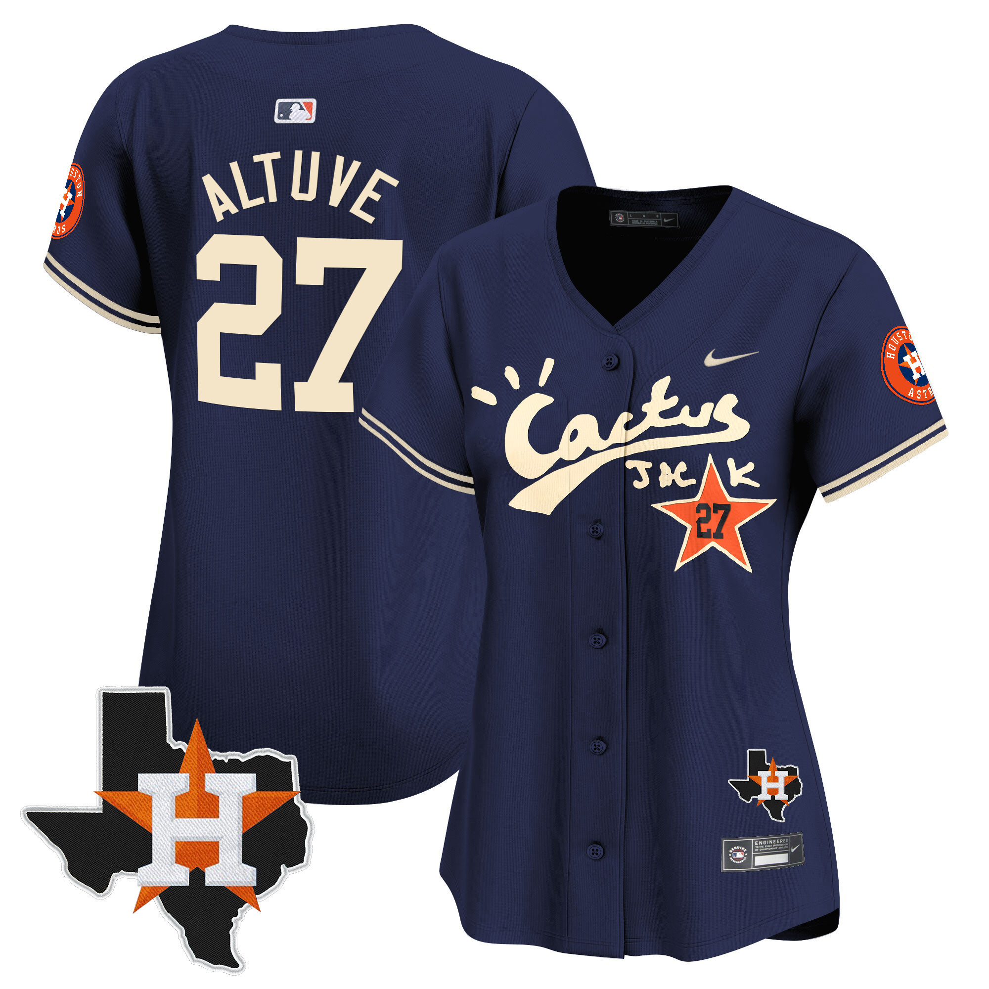 Women's Houston Astros Cactus Jack Patch Vapor Premier Limited Jersey V7 - Stitched
