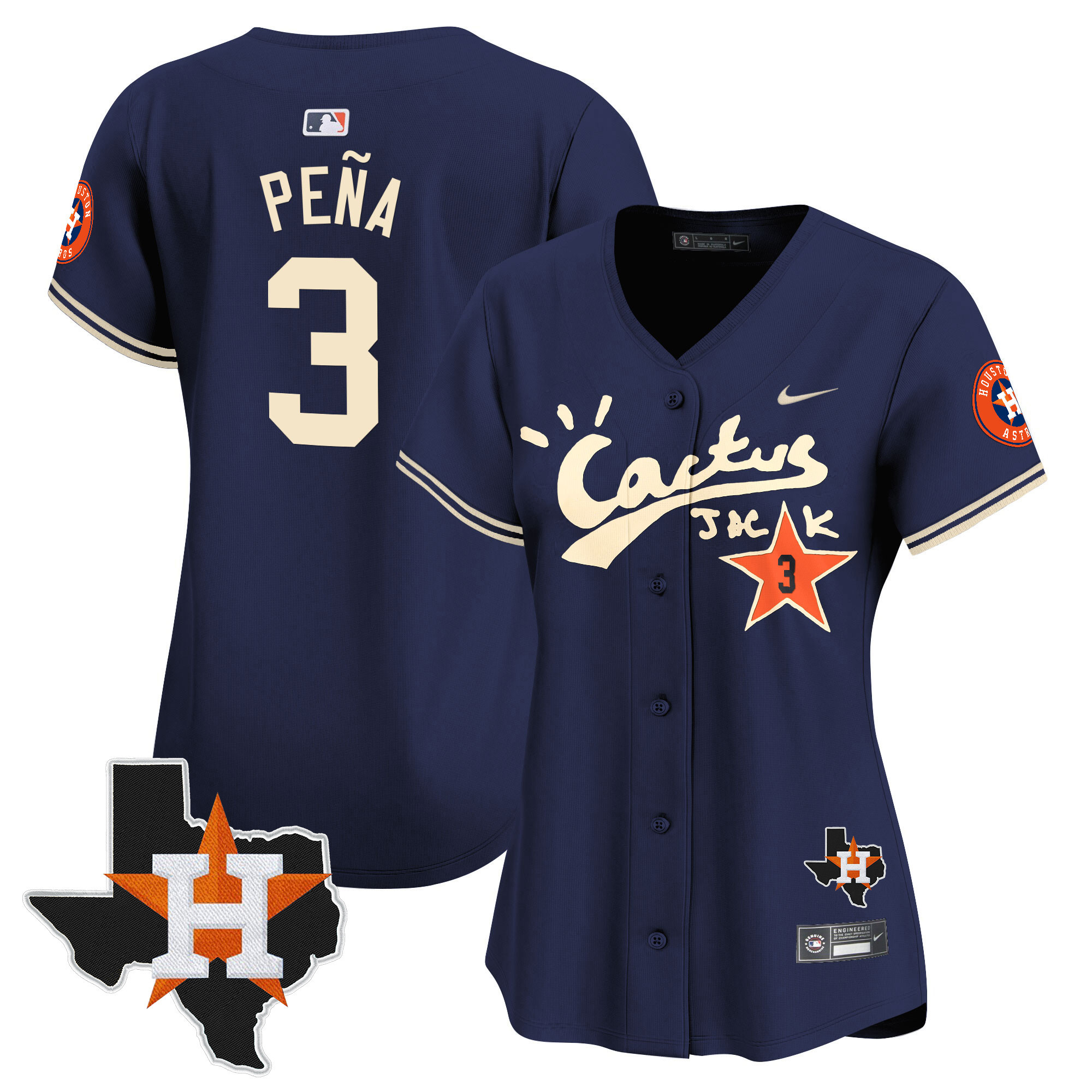 Women's Houston Astros Cactus Jack Patch Vapor Premier Limited Jersey V7 - Stitched