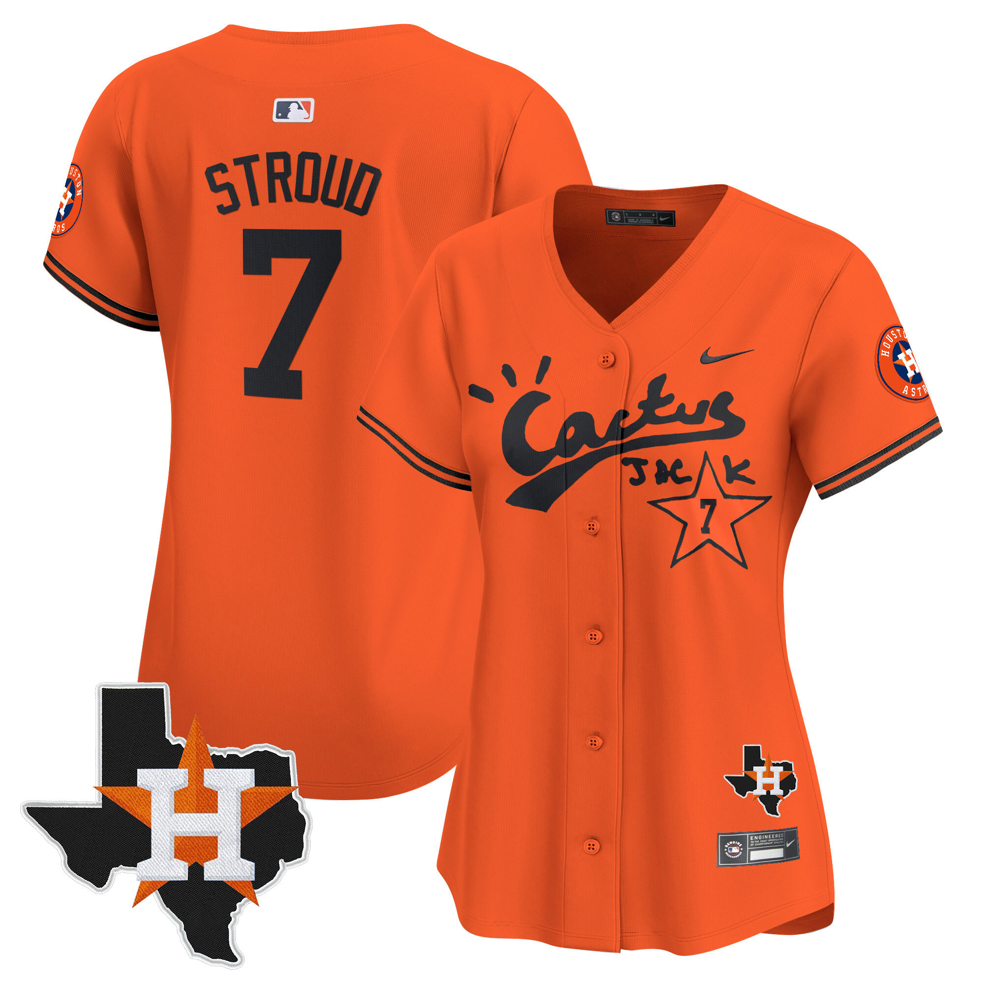 Women's Houston Astros Cactus Jack Patch Vapor Premier Limited Jersey V7 - Stitched