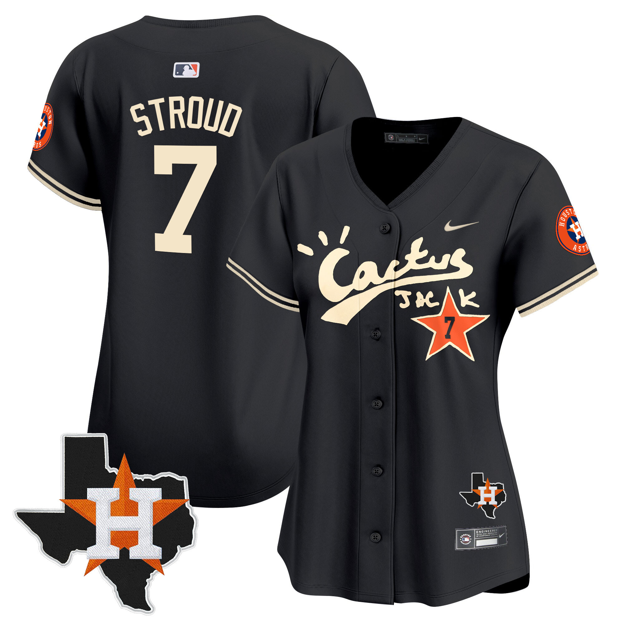 Women's Houston Astros Cactus Jack Patch Vapor Premier Limited Jersey V7 - Stitched