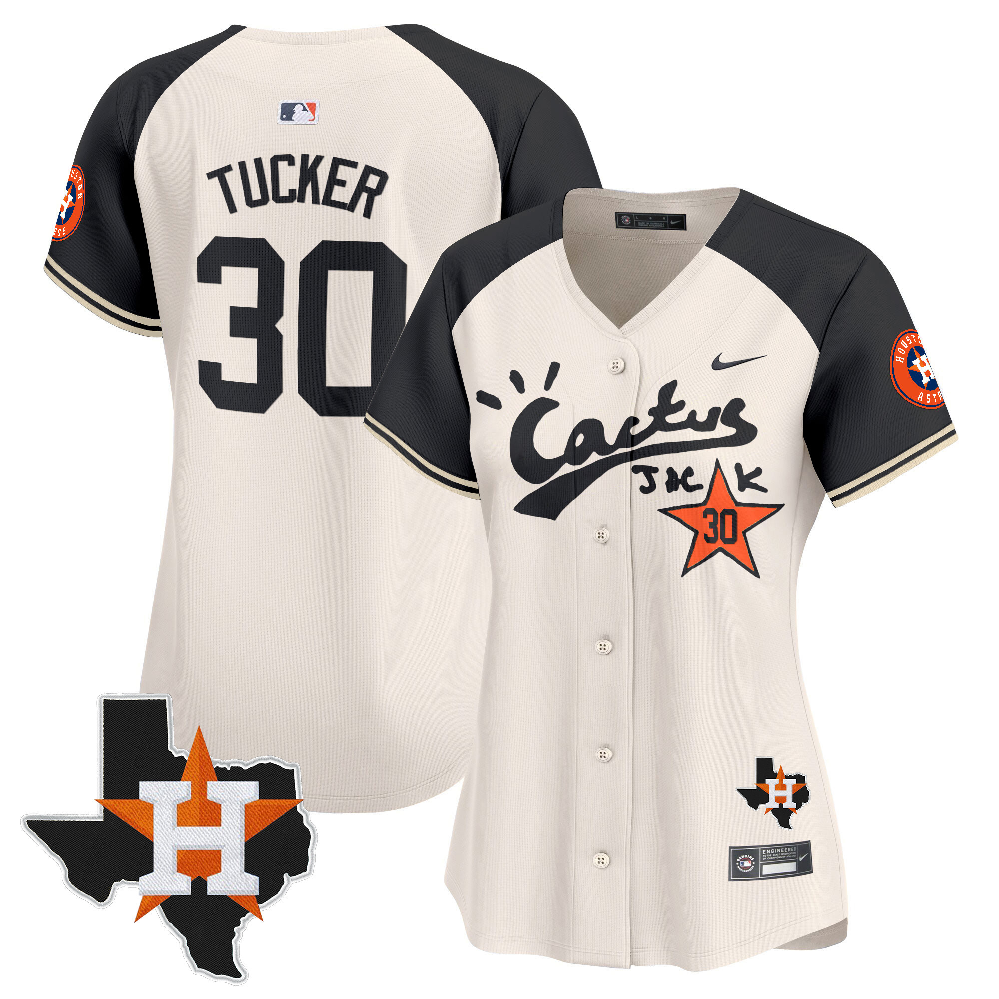 Women's Houston Astros Cactus Jack Patch Vapor Premier Limited Jersey V7 - Stitched