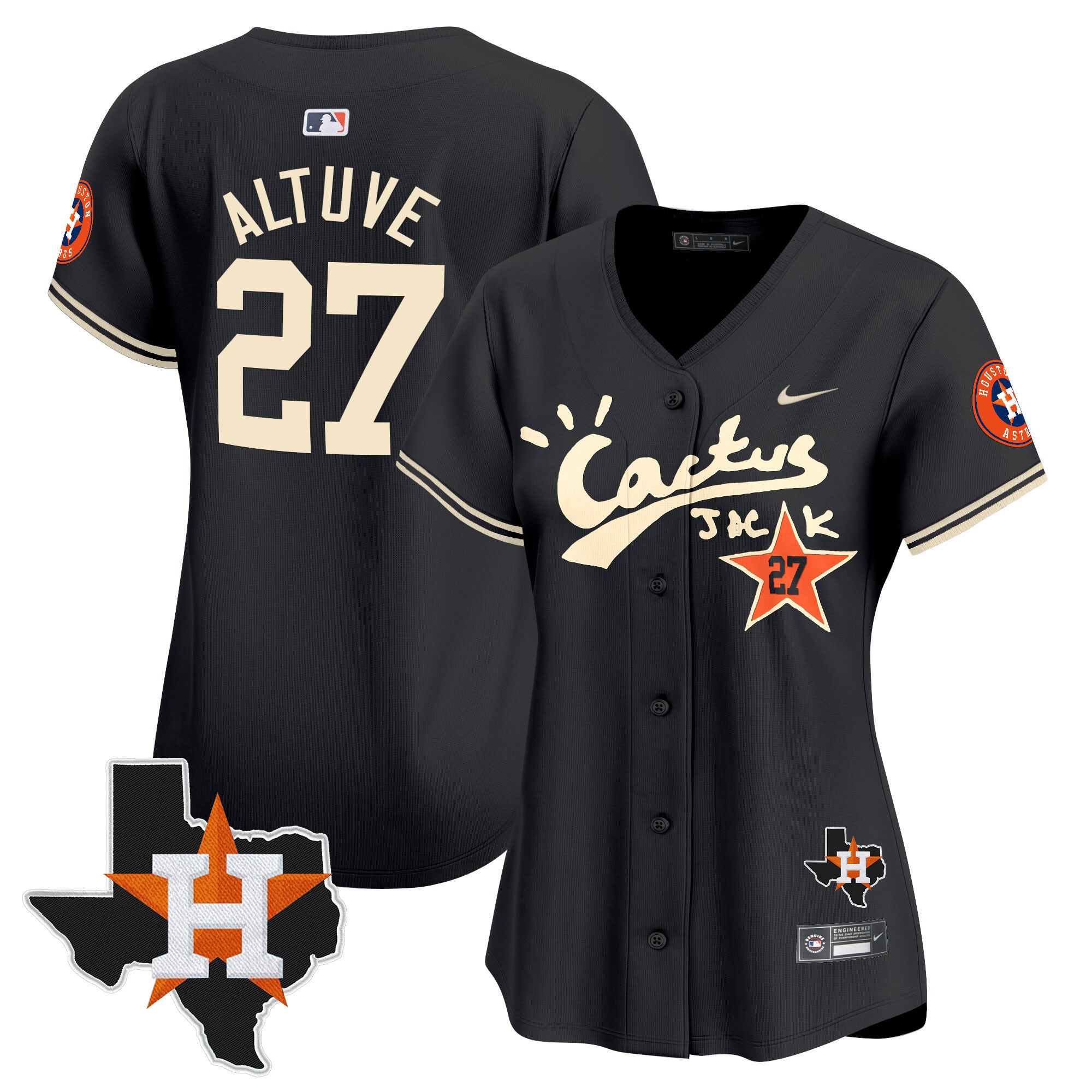 Women's Houston Astros Cactus Jack Patch Vapor Premier Limited Jersey V7 - Stitched