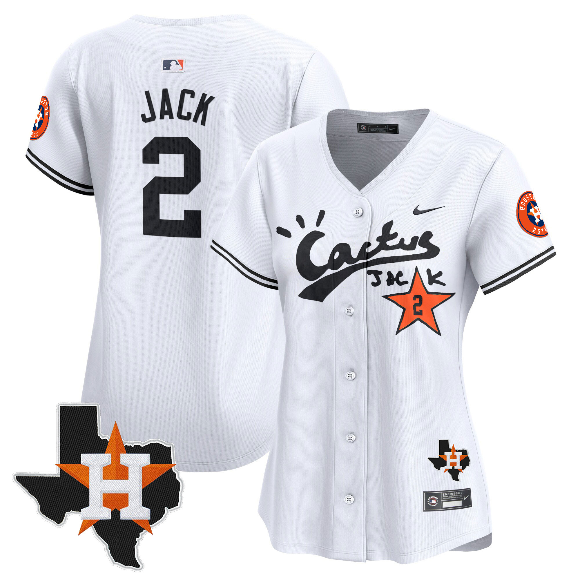 Women's Houston Astros Cactus Jack Patch Vapor Premier Limited Jersey V7 - Stitched
