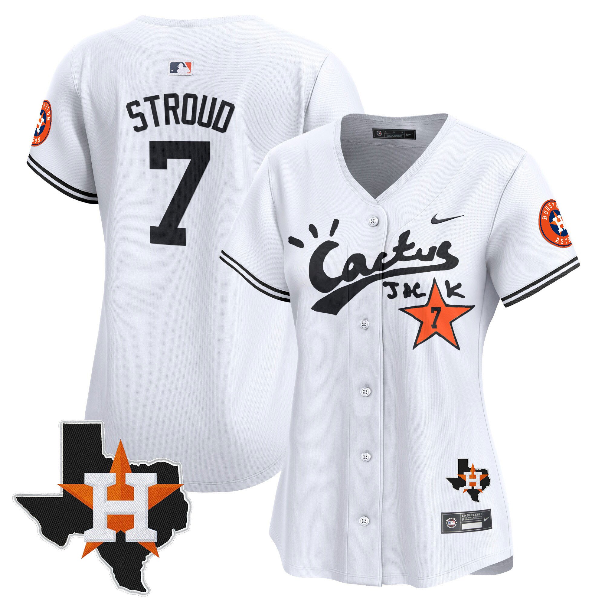 Women's Houston Astros Cactus Jack Patch Vapor Premier Limited Jersey V7 - Stitched