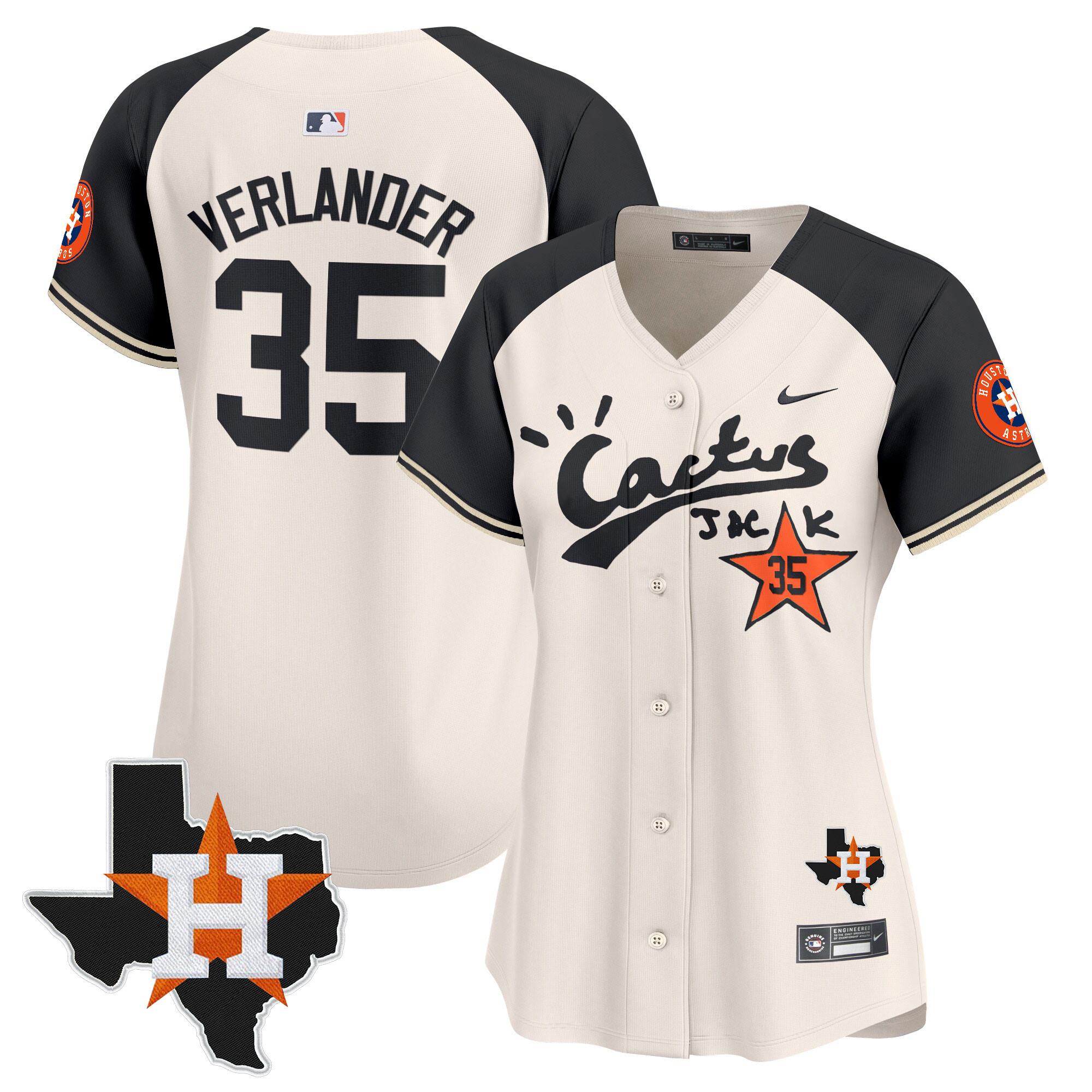 Women's Houston Astros Cactus Jack Patch Vapor Premier Limited Jersey V7 - Stitched