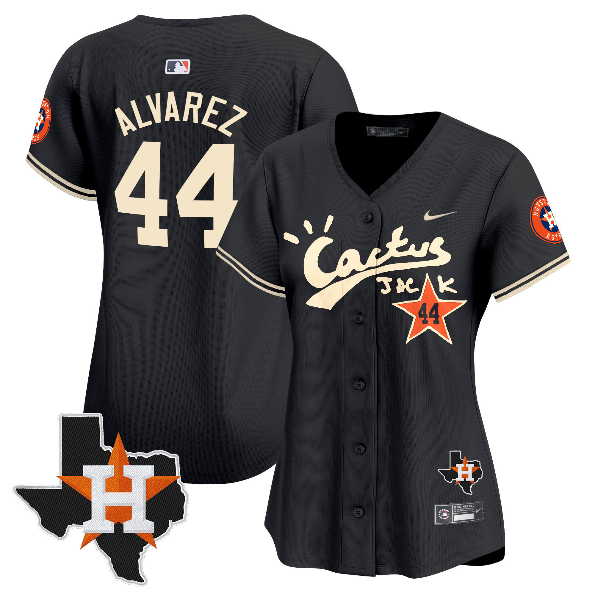 Women's Houston Astros Cactus Jack Patch Vapor Premier Limited Jersey V7 - Stitched