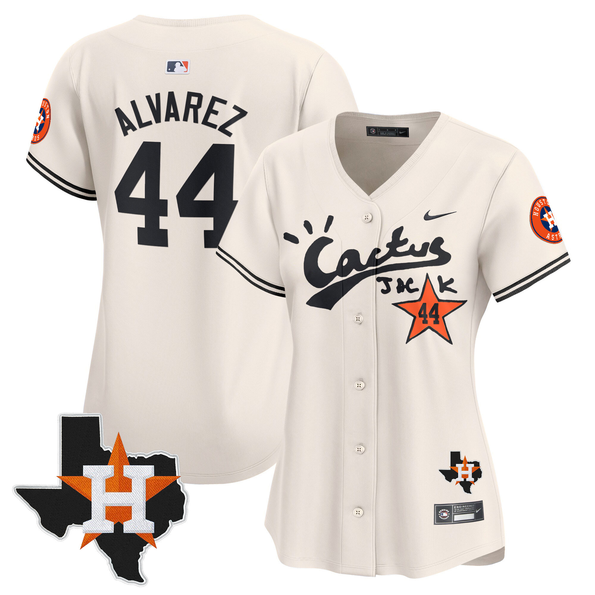 Women's Houston Astros Cactus Jack Patch Vapor Premier Limited Jersey V7 - Stitched
