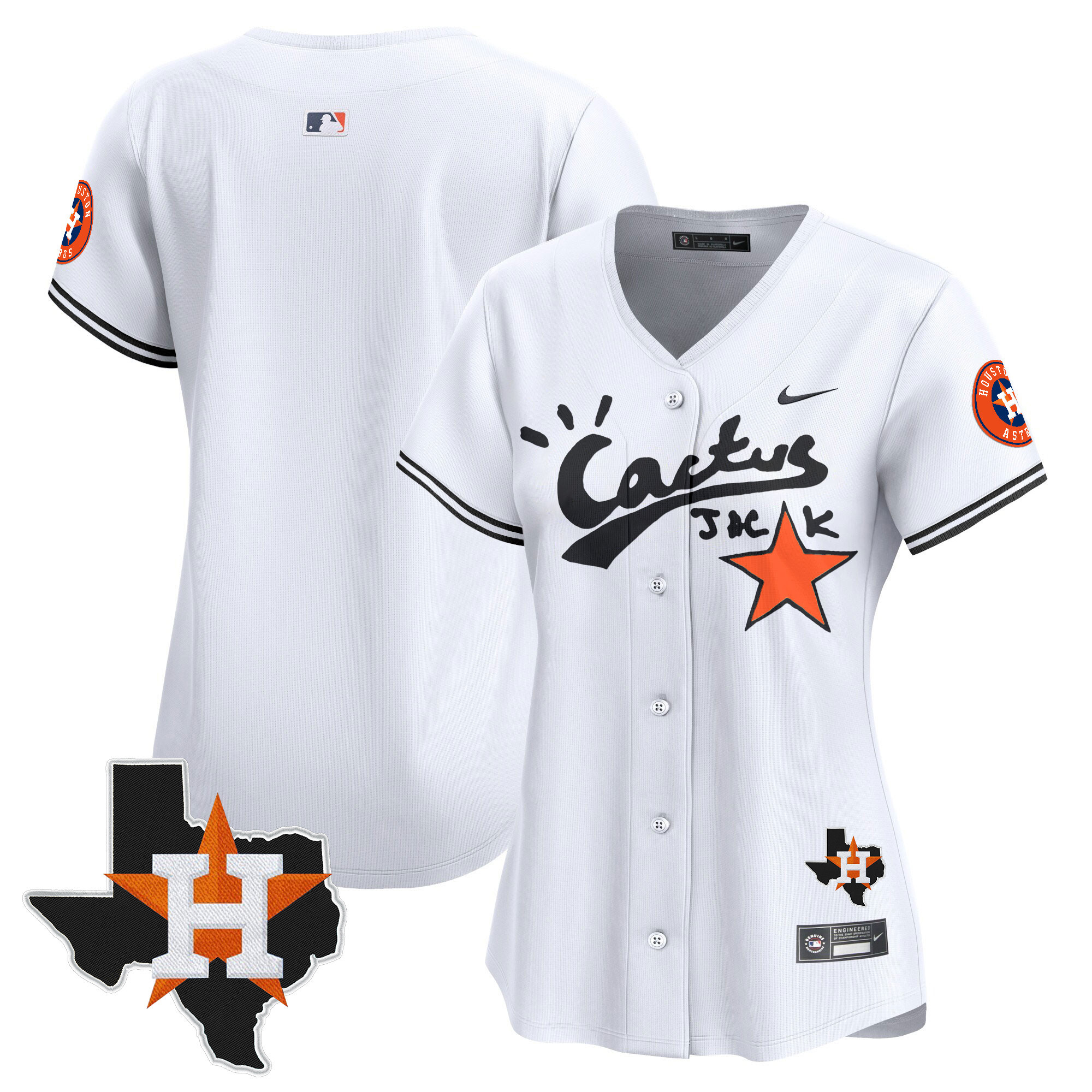 Women's Houston Astros Cactus Jack Patch Vapor Premier Limited Jersey V7 - Stitched