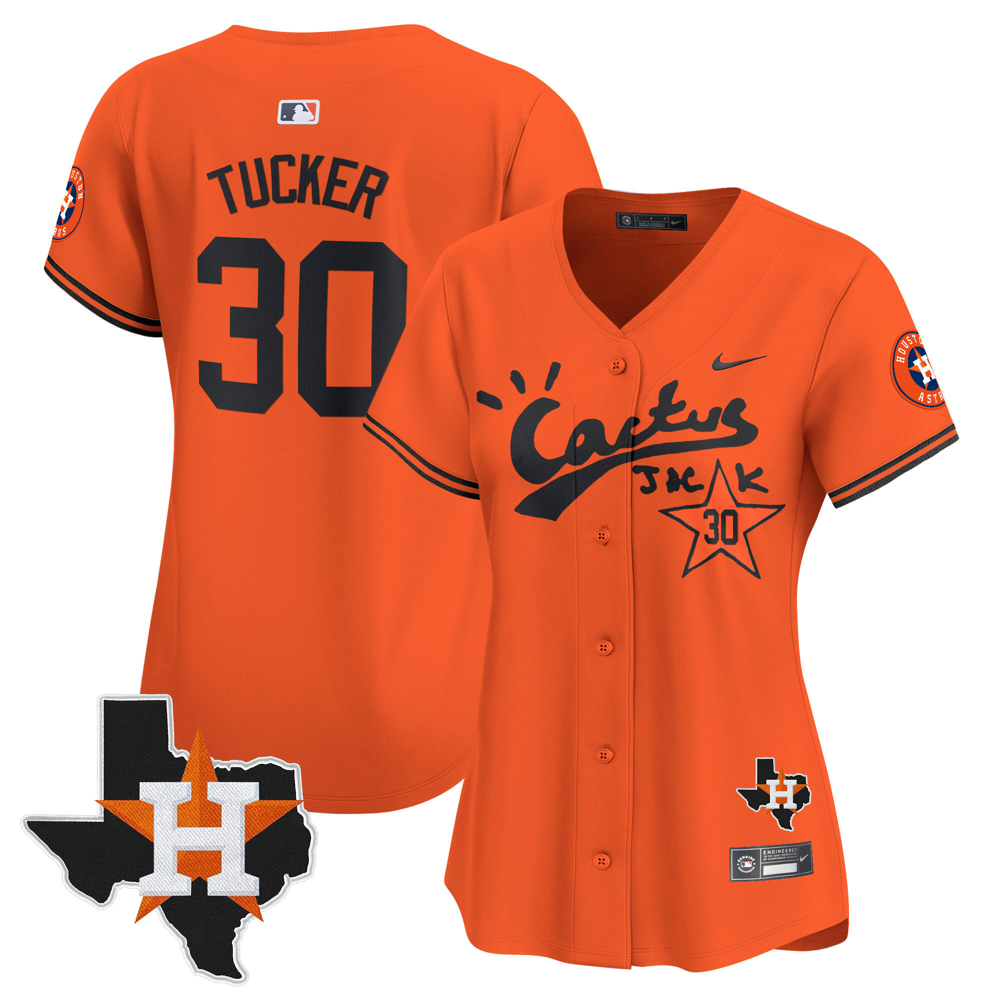 Women's Houston Astros Cactus Jack Patch Vapor Premier Limited Jersey V7 - Stitched