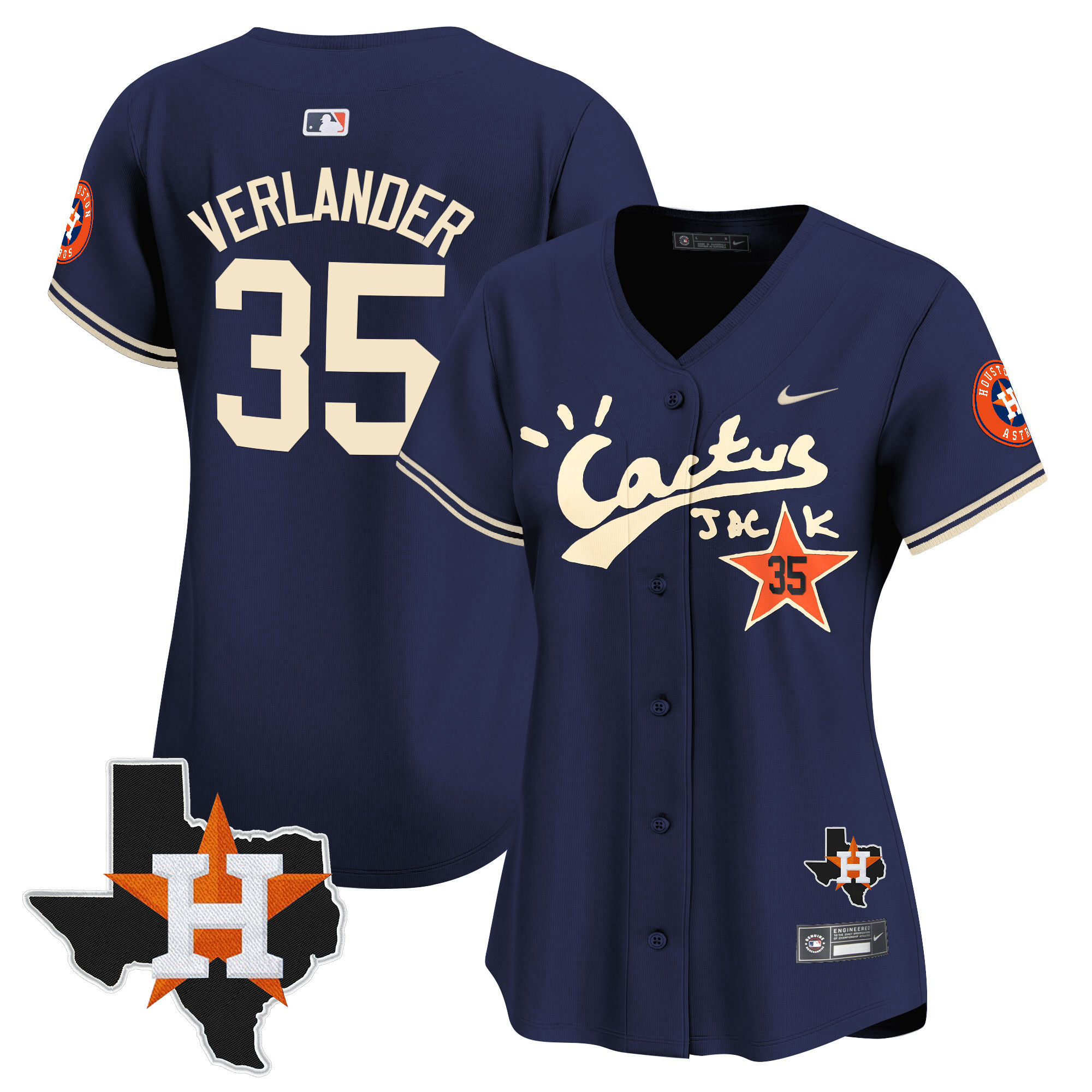 Women's Houston Astros Cactus Jack Patch Vapor Premier Limited Jersey V7 - Stitched