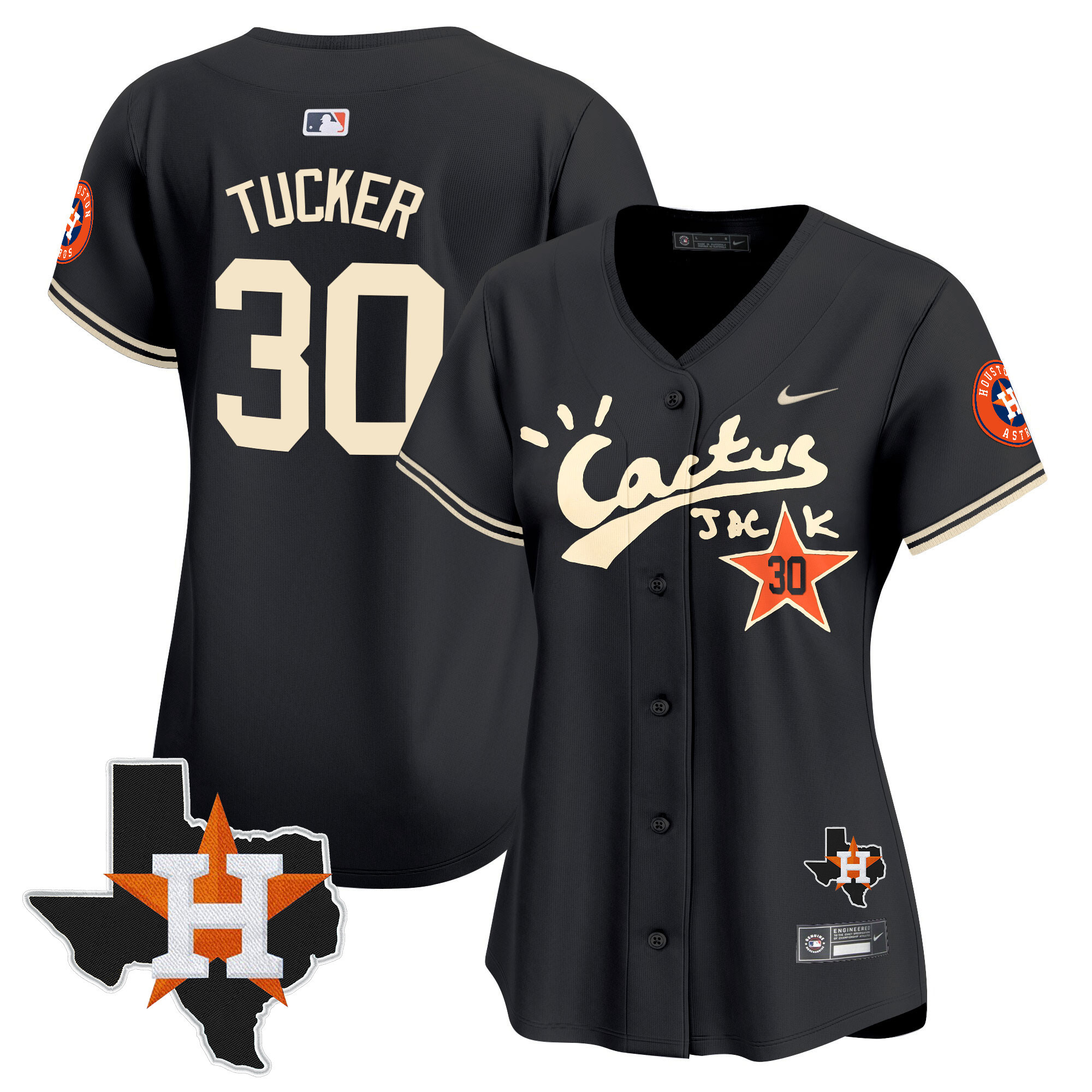 Women's Houston Astros Cactus Jack Patch Vapor Premier Limited Jersey V7 - Stitched