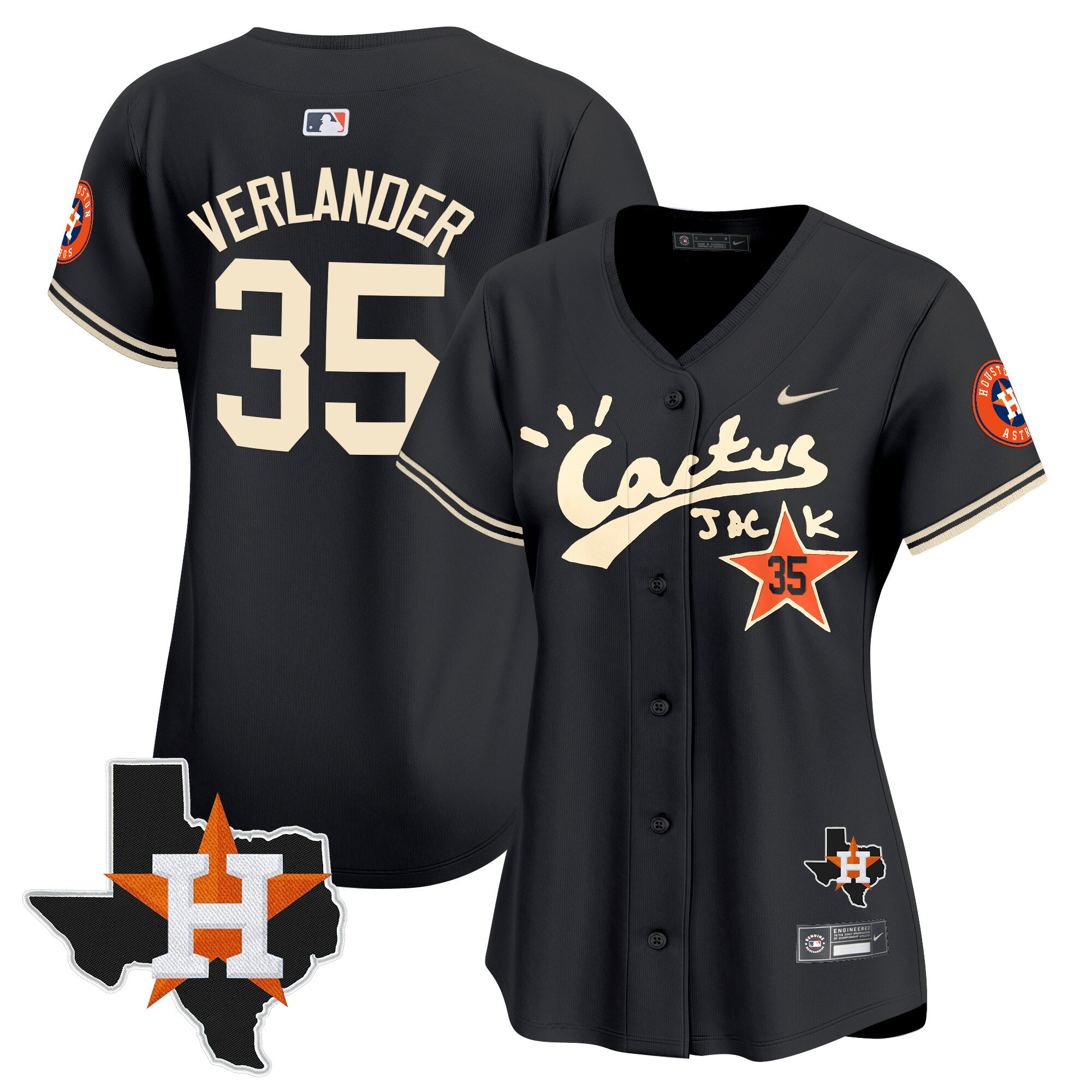 Women's Houston Astros Cactus Jack Patch Vapor Premier Limited Jersey V7 - Stitched