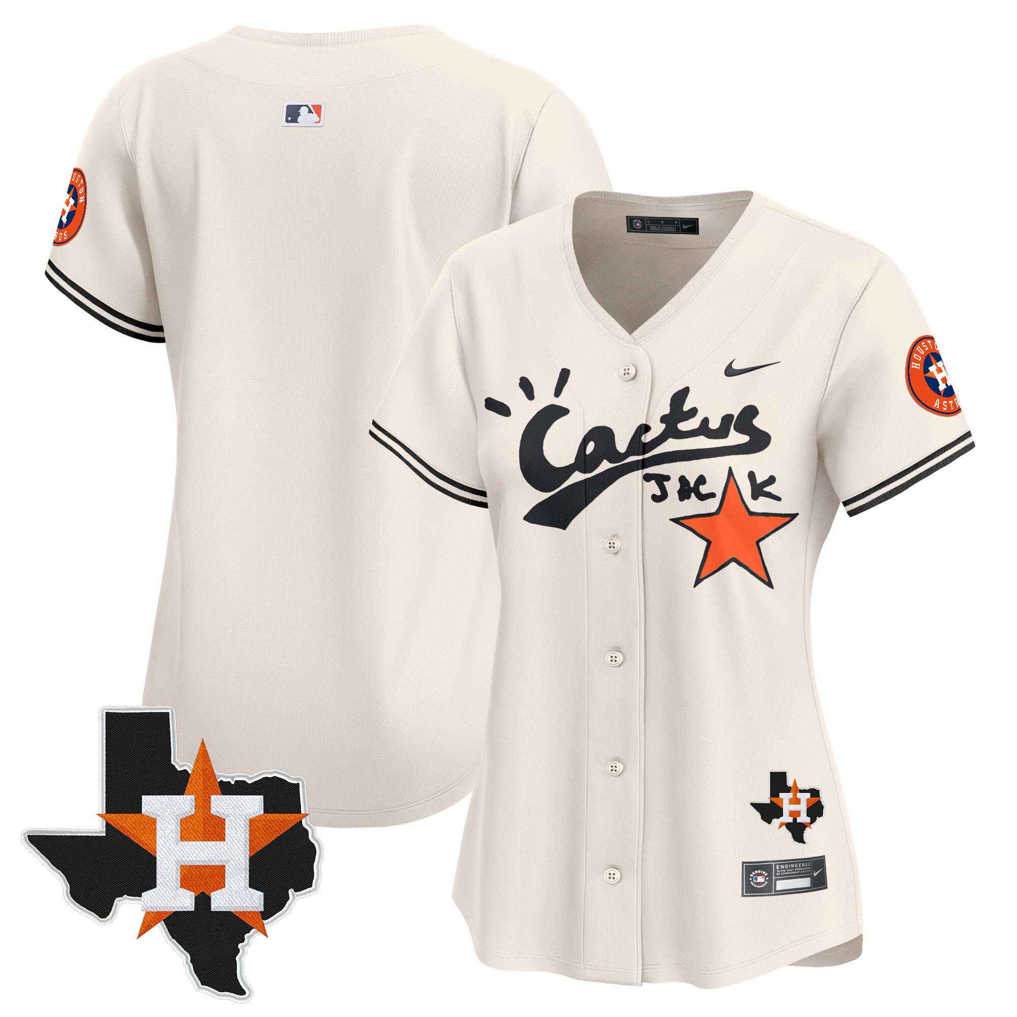 Women's Houston Astros Cactus Jack Patch Vapor Premier Limited Jersey V7 - Stitched