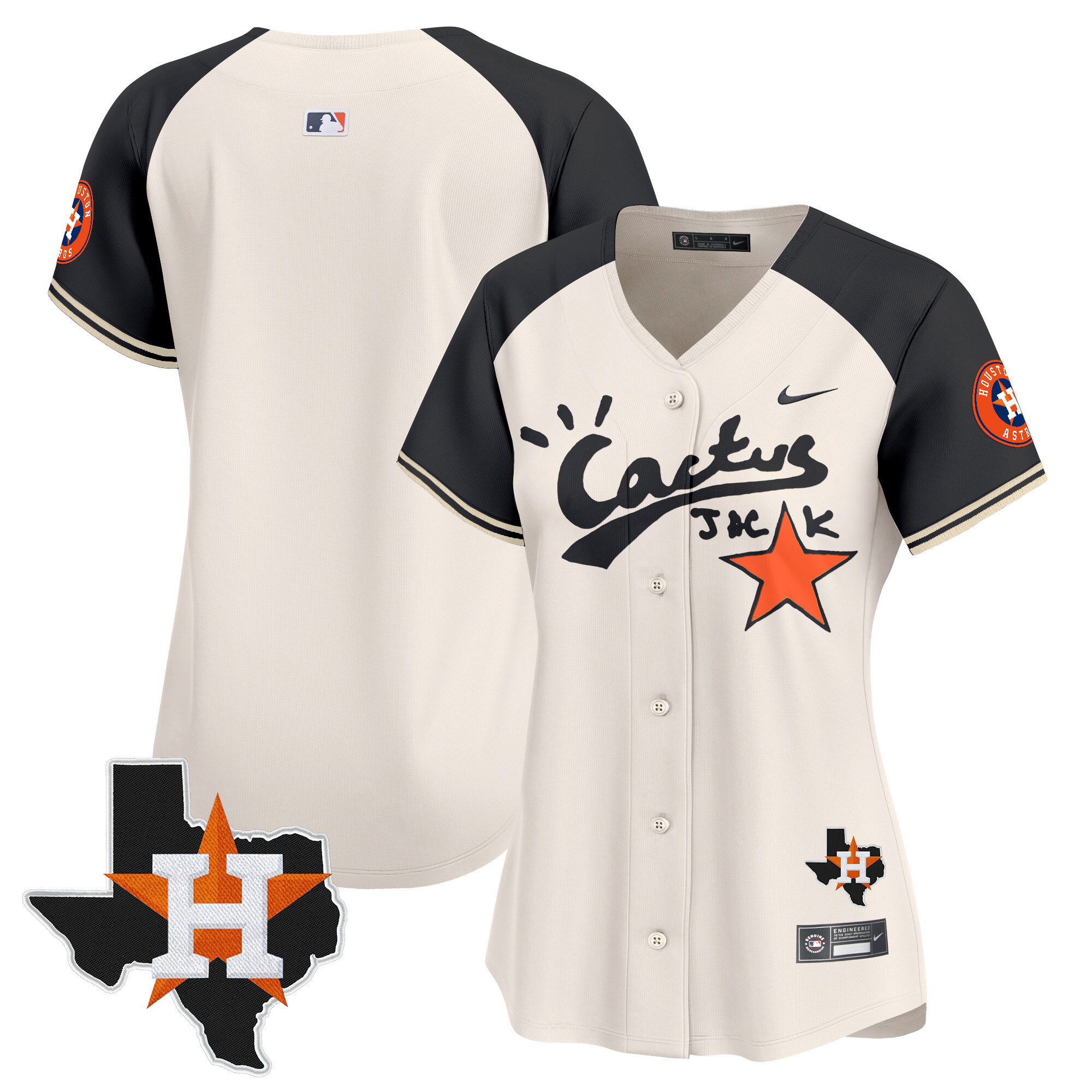 Women's Houston Astros Cactus Jack Patch Vapor Premier Limited Jersey V7 - Stitched
