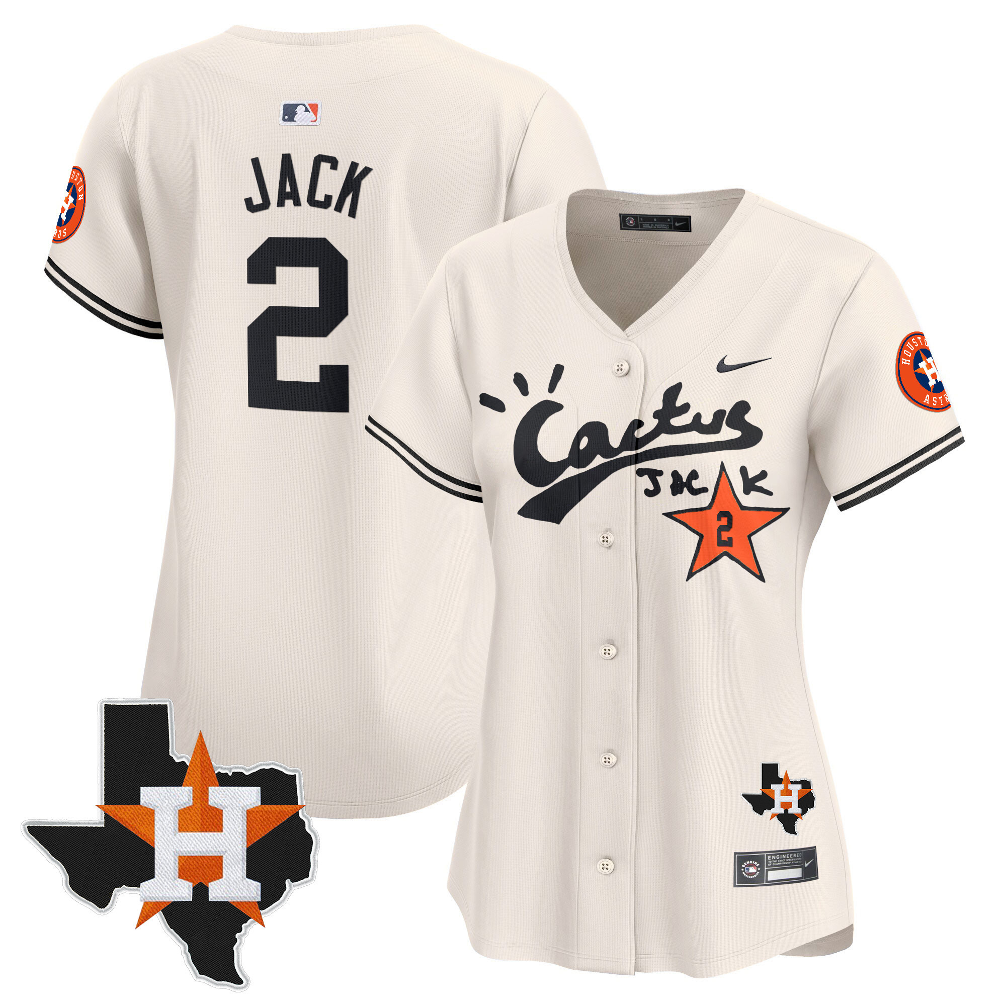 Women's Houston Astros Cactus Jack Patch Vapor Premier Limited Jersey V7 - Stitched