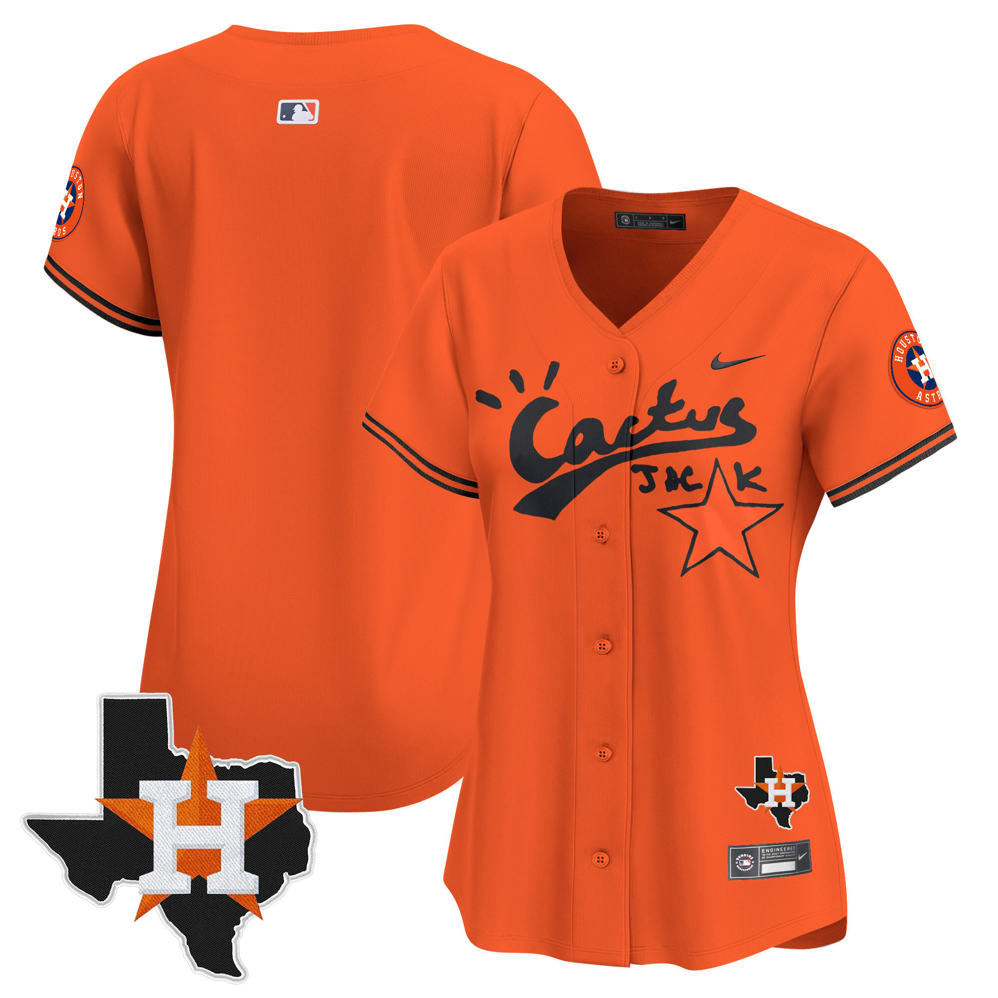 Women's Houston Astros Cactus Jack Patch Vapor Premier Limited Jersey V7 - Stitched