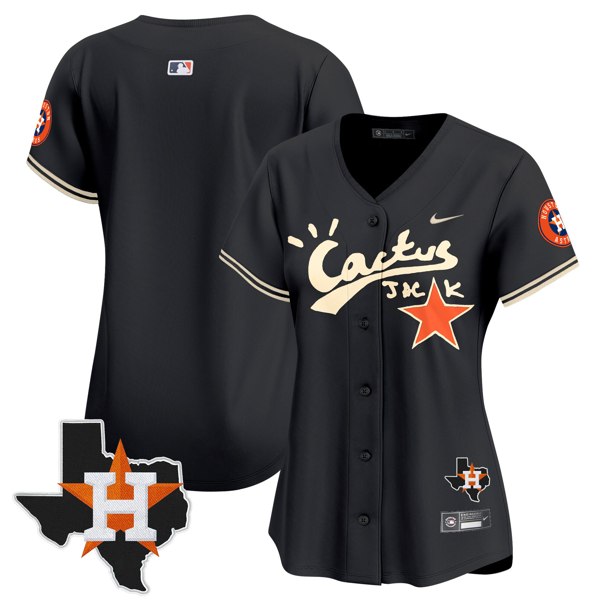 Women's Houston Astros Cactus Jack Patch Vapor Premier Limited Jersey V7 - Stitched
