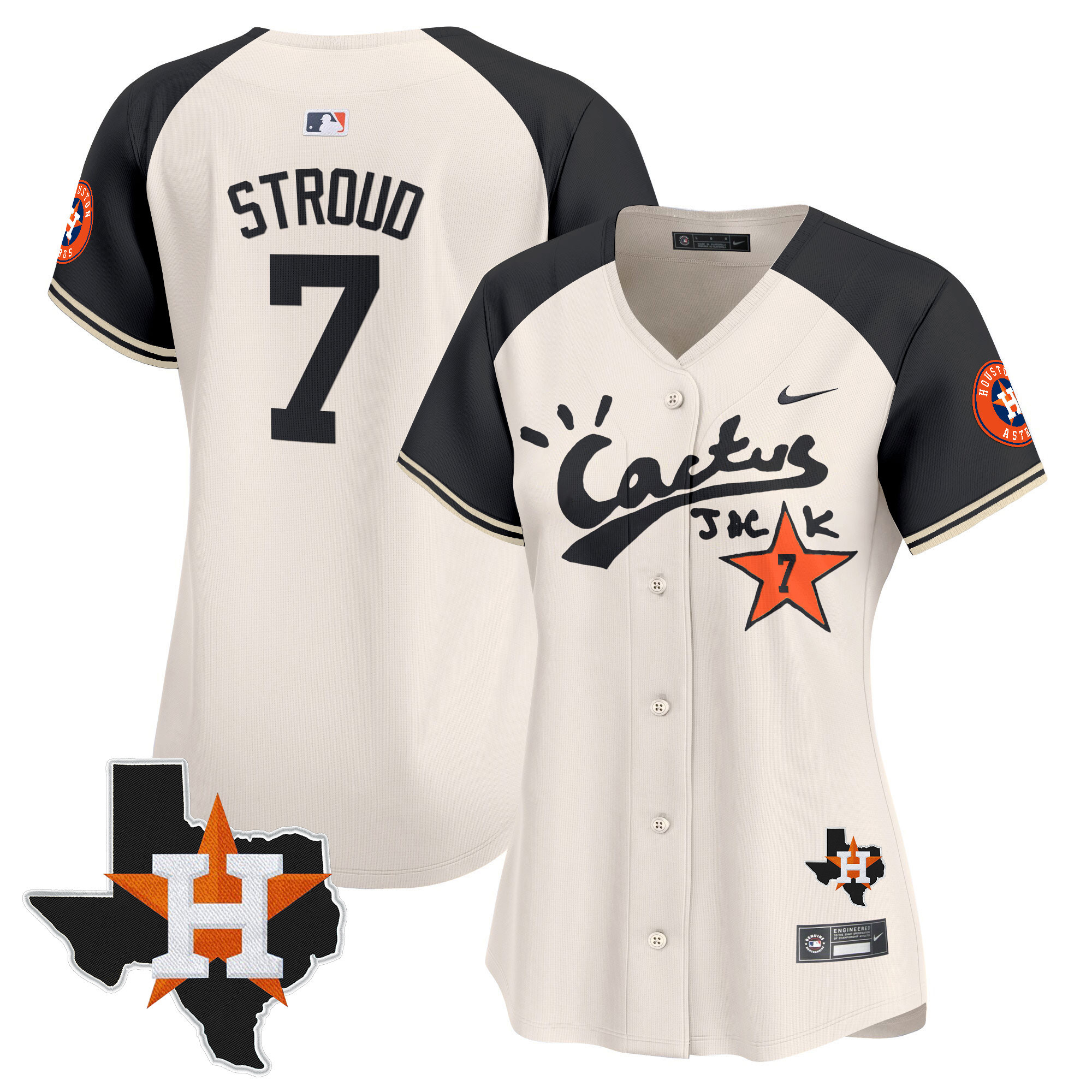 Women's Houston Astros Cactus Jack Patch Vapor Premier Limited Jersey V7 - Stitched