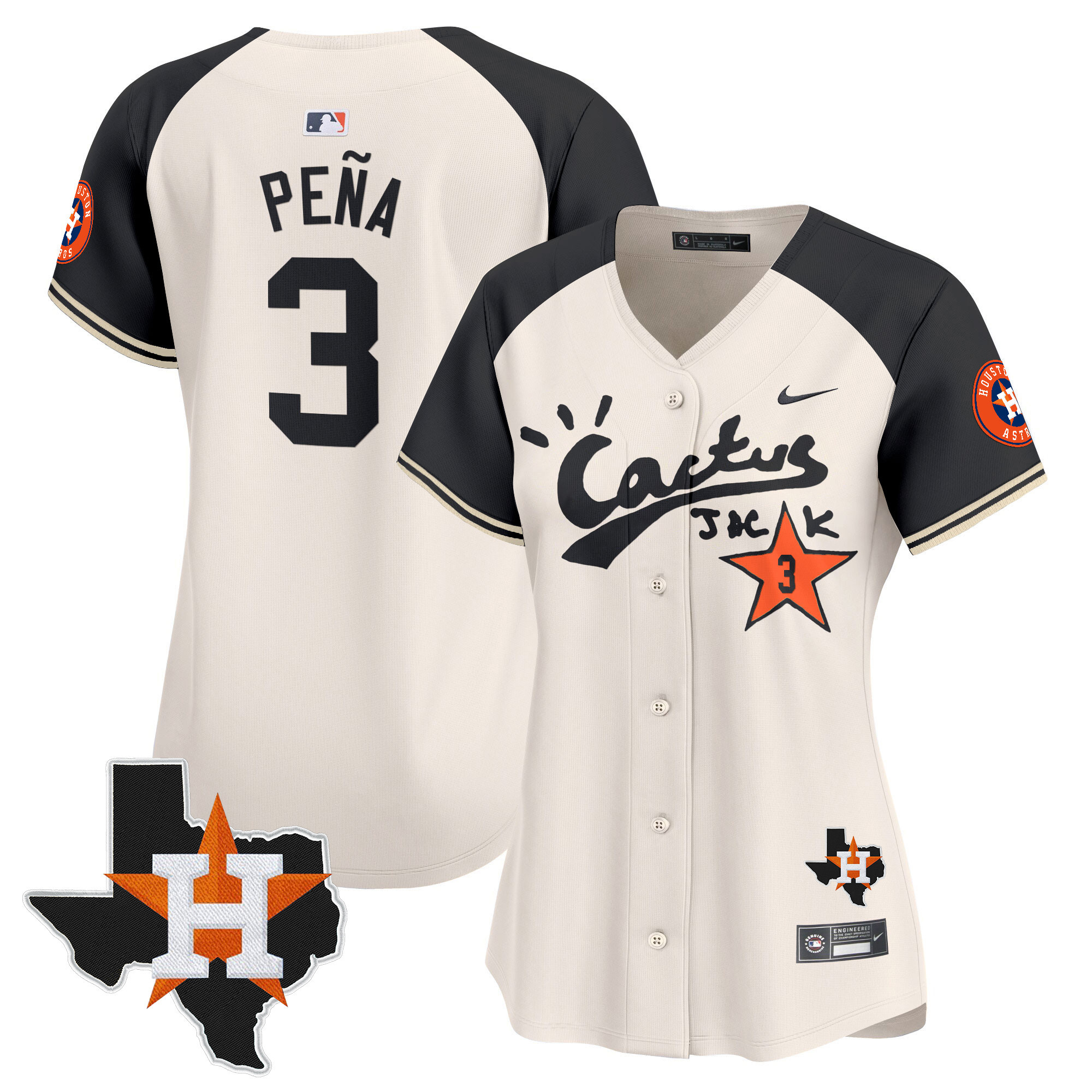 Women's Houston Astros Cactus Jack Patch Vapor Premier Limited Jersey V7 - Stitched