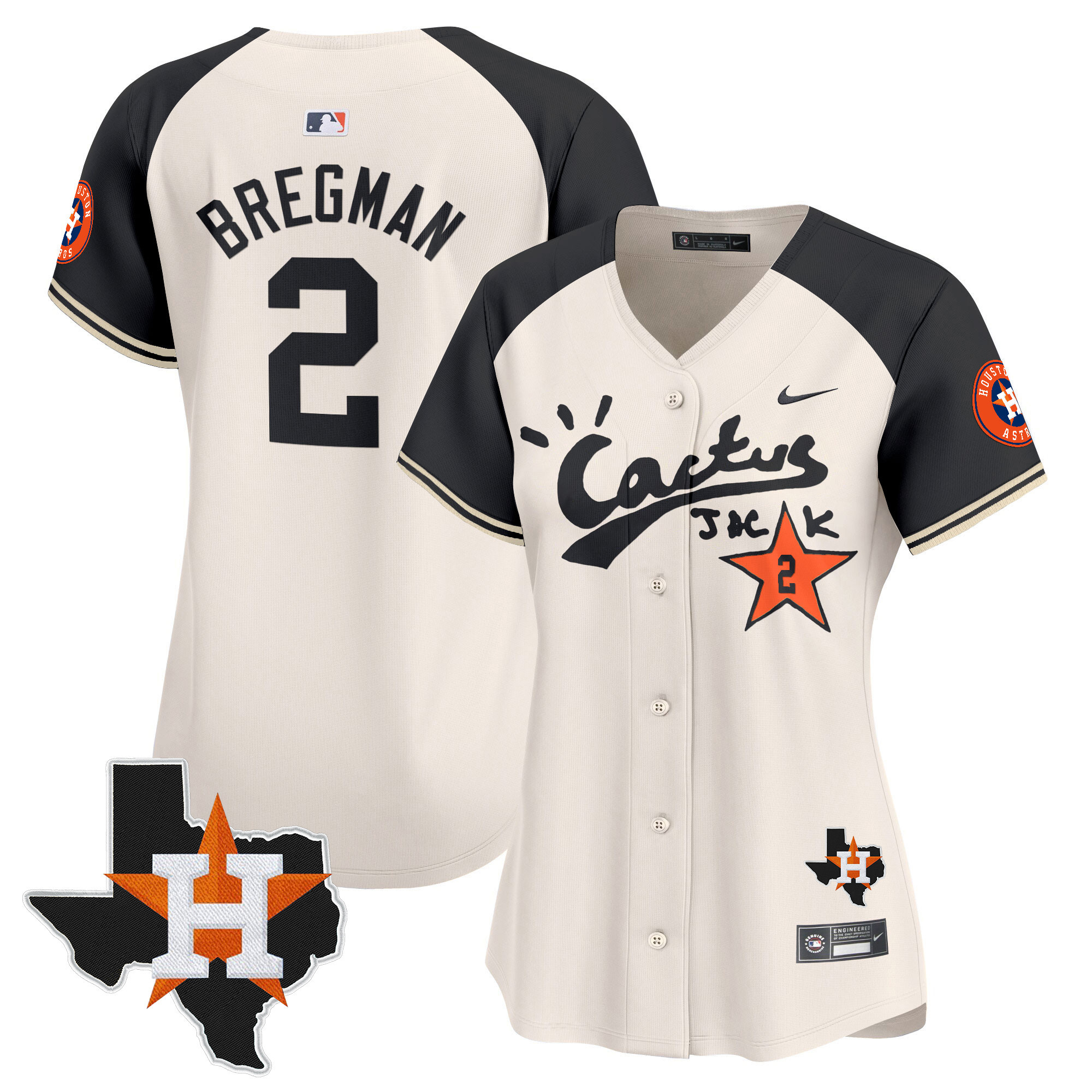 Women's Houston Astros Cactus Jack Patch Vapor Premier Limited Jersey V7 - Stitched