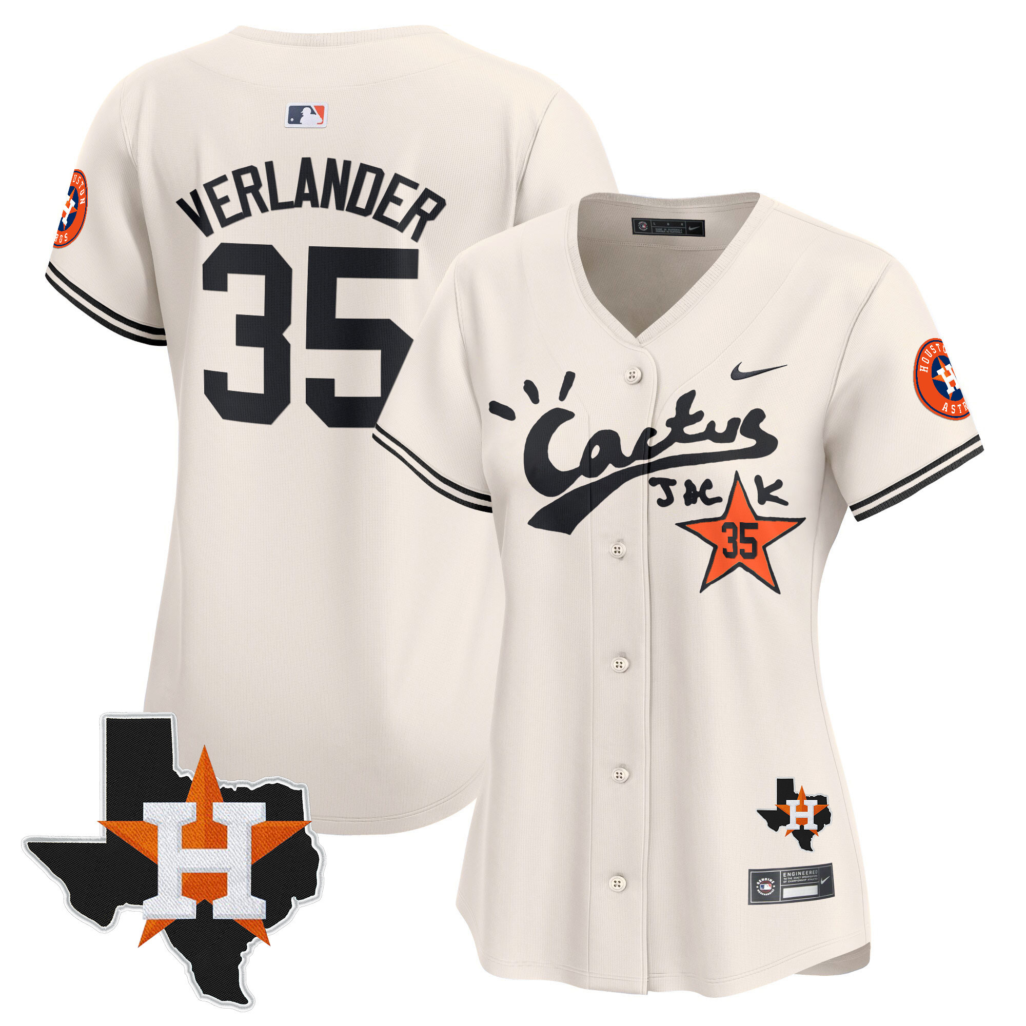 Women's Houston Astros Cactus Jack Patch Vapor Premier Limited Jersey V7 - Stitched