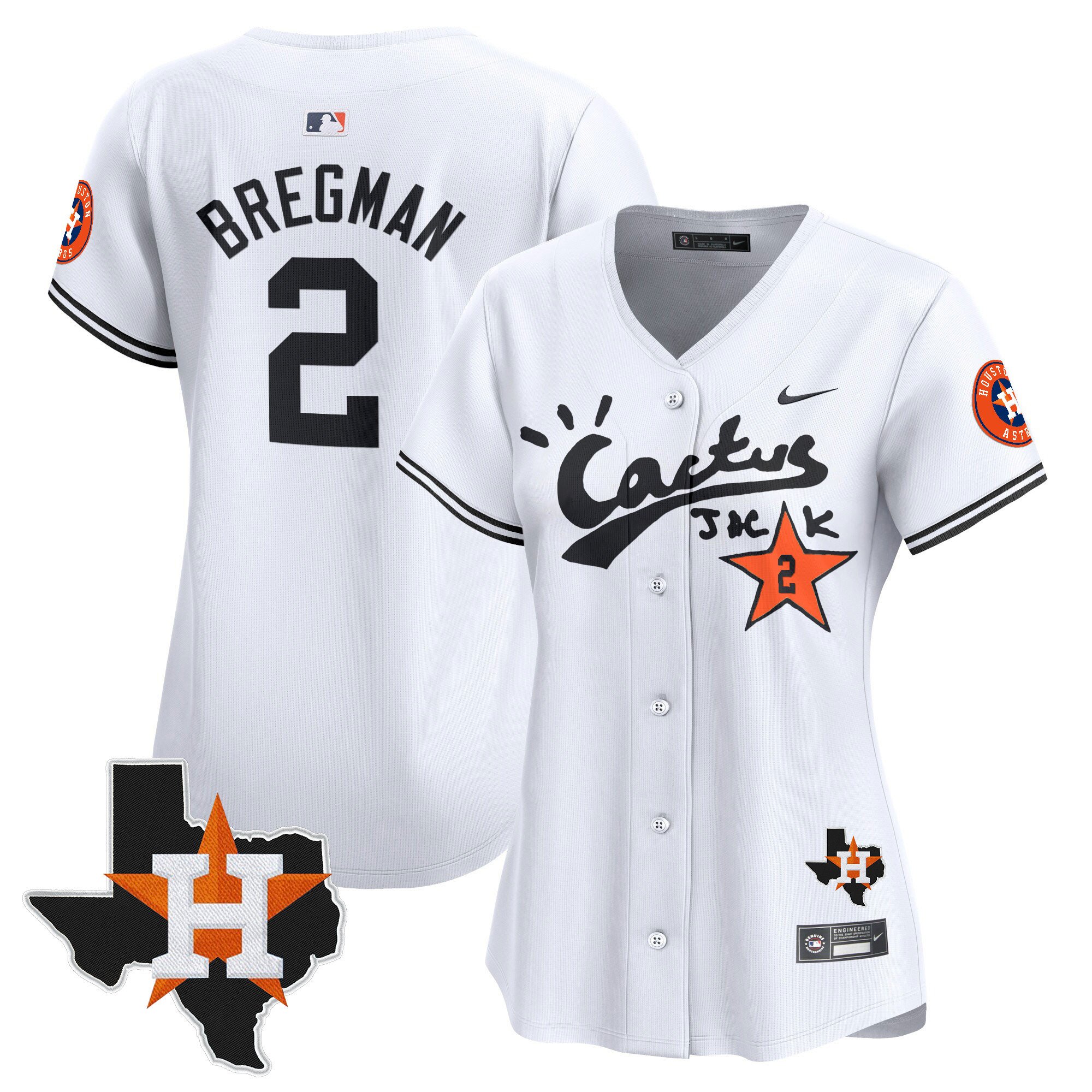 Women's Houston Astros Cactus Jack Patch Vapor Premier Limited Jersey V7 - Stitched