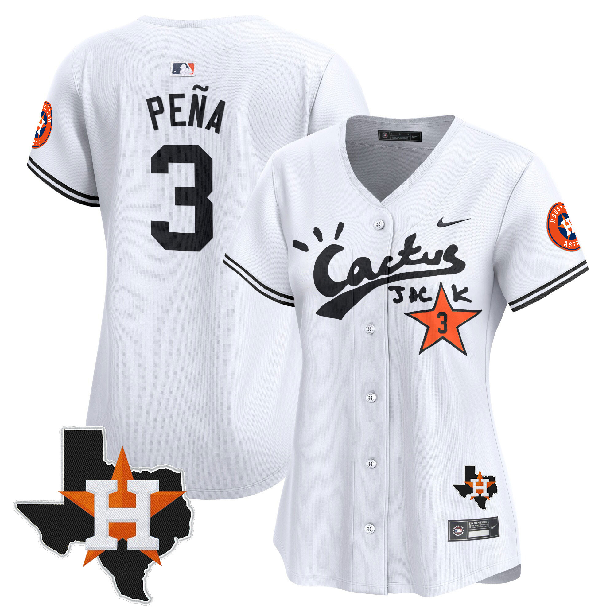 Women's Houston Astros Cactus Jack Patch Vapor Premier Limited Jersey V7 - Stitched