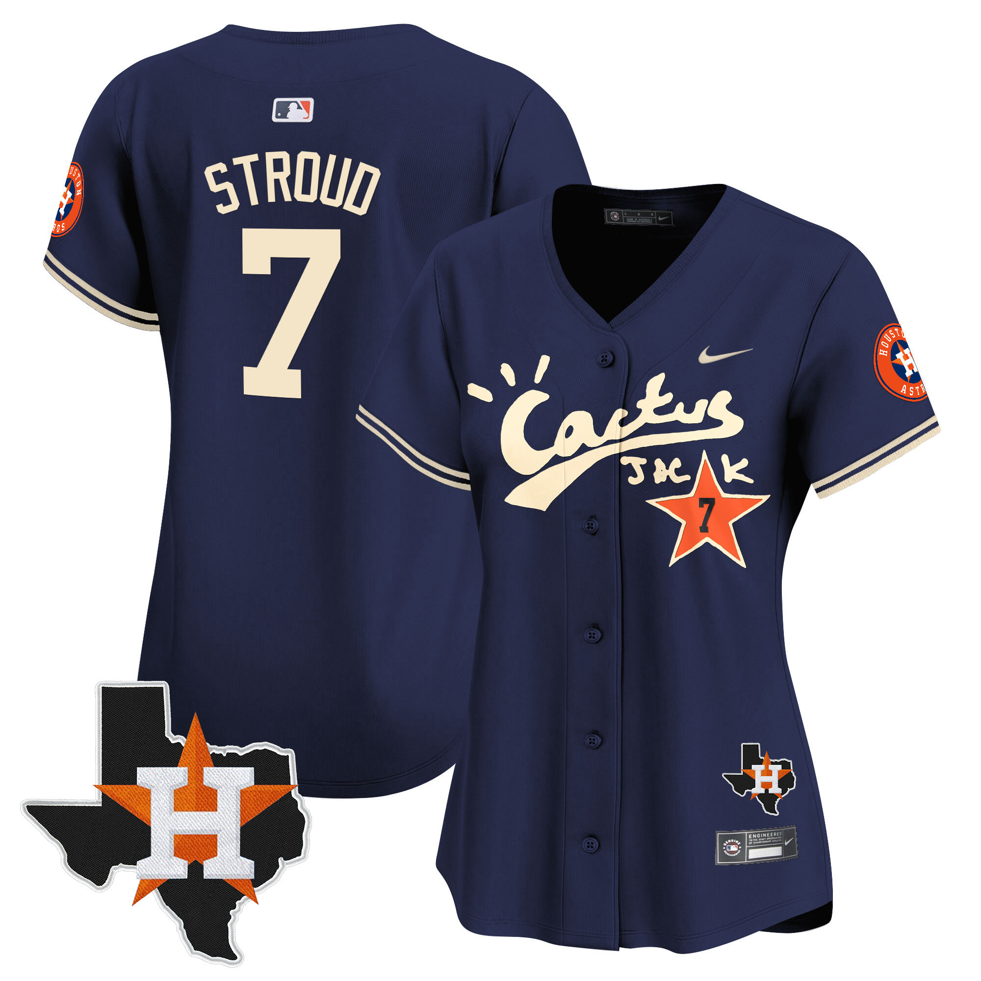 Women's Houston Astros Cactus Jack Patch Vapor Premier Limited Jersey V7 - Stitched